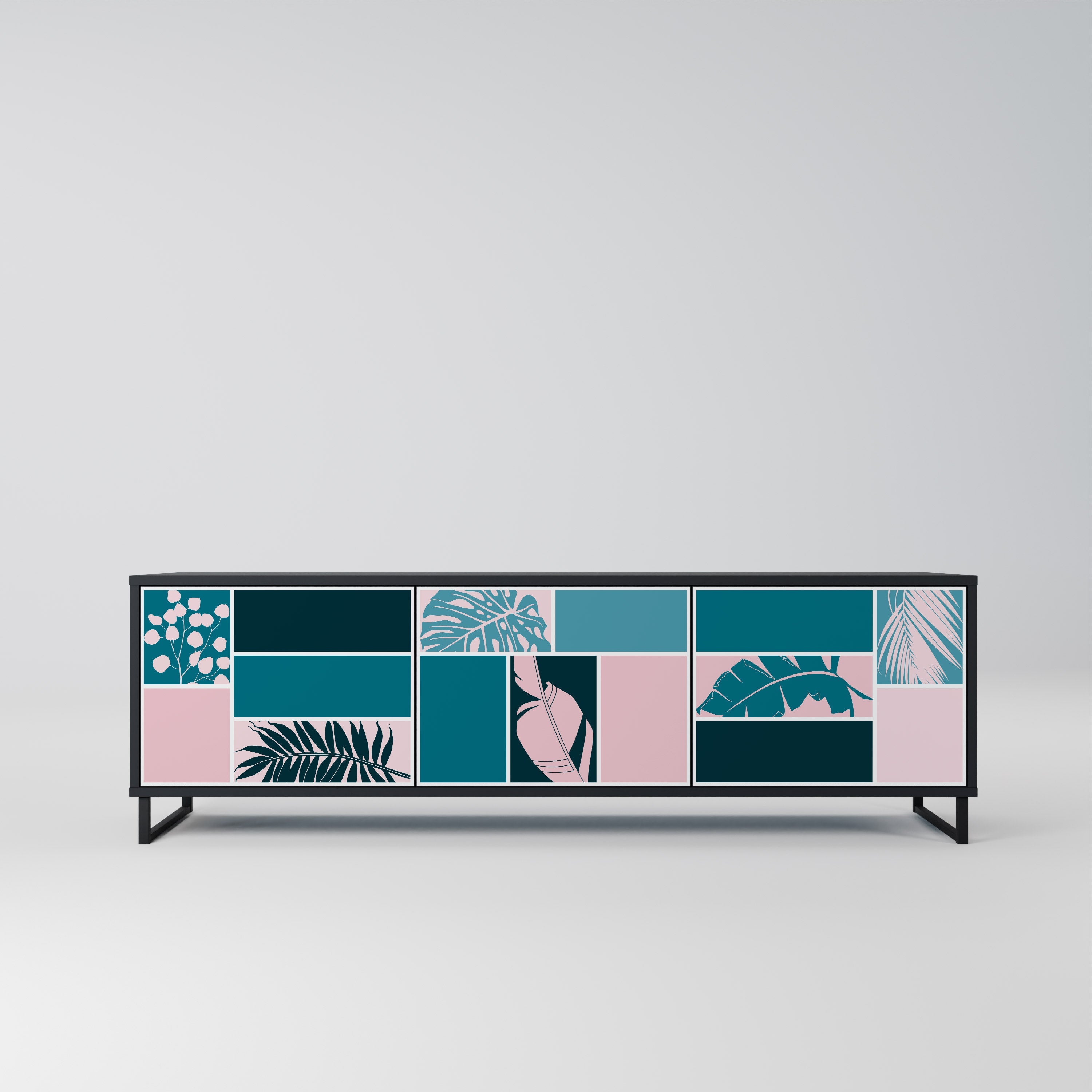 COMBINATION OF SHAPES Móvel de TV com 3 Portas em Acabamento Preto