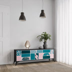 COMBINATION OF SHAPES 3-Door TV Stand in Black Finish