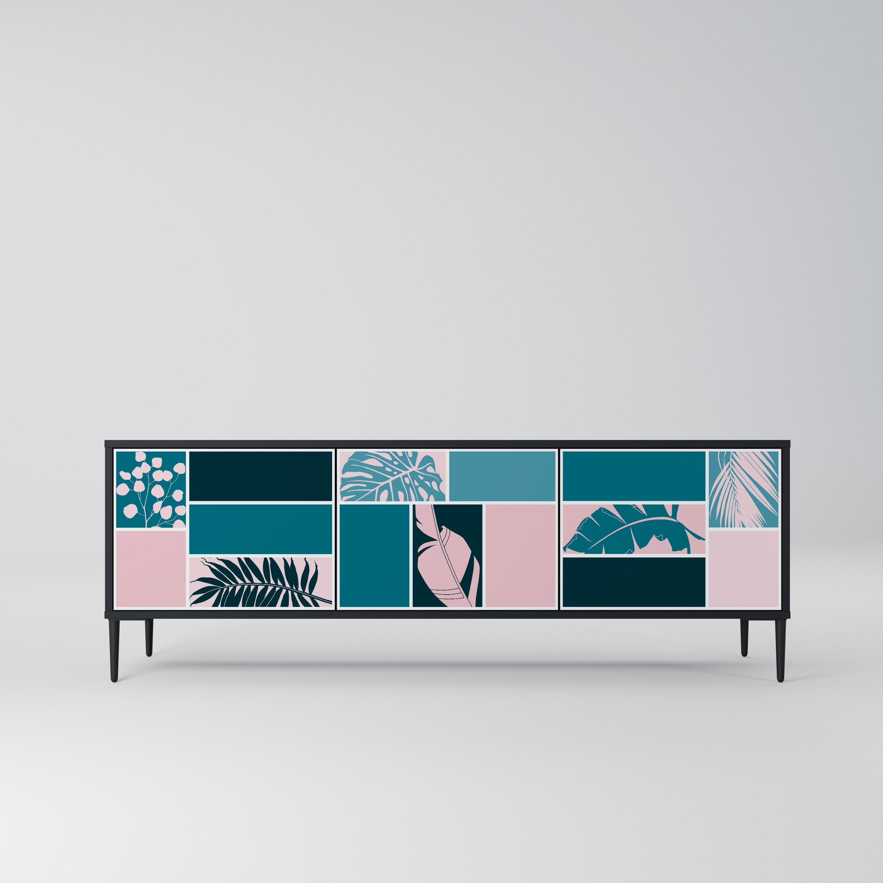 COMBINATION OF SHAPES Móvel de TV com 3 Portas em Acabamento Preto