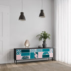 COMBINATION OF SHAPES 3-Door TV Stand in Black Finish