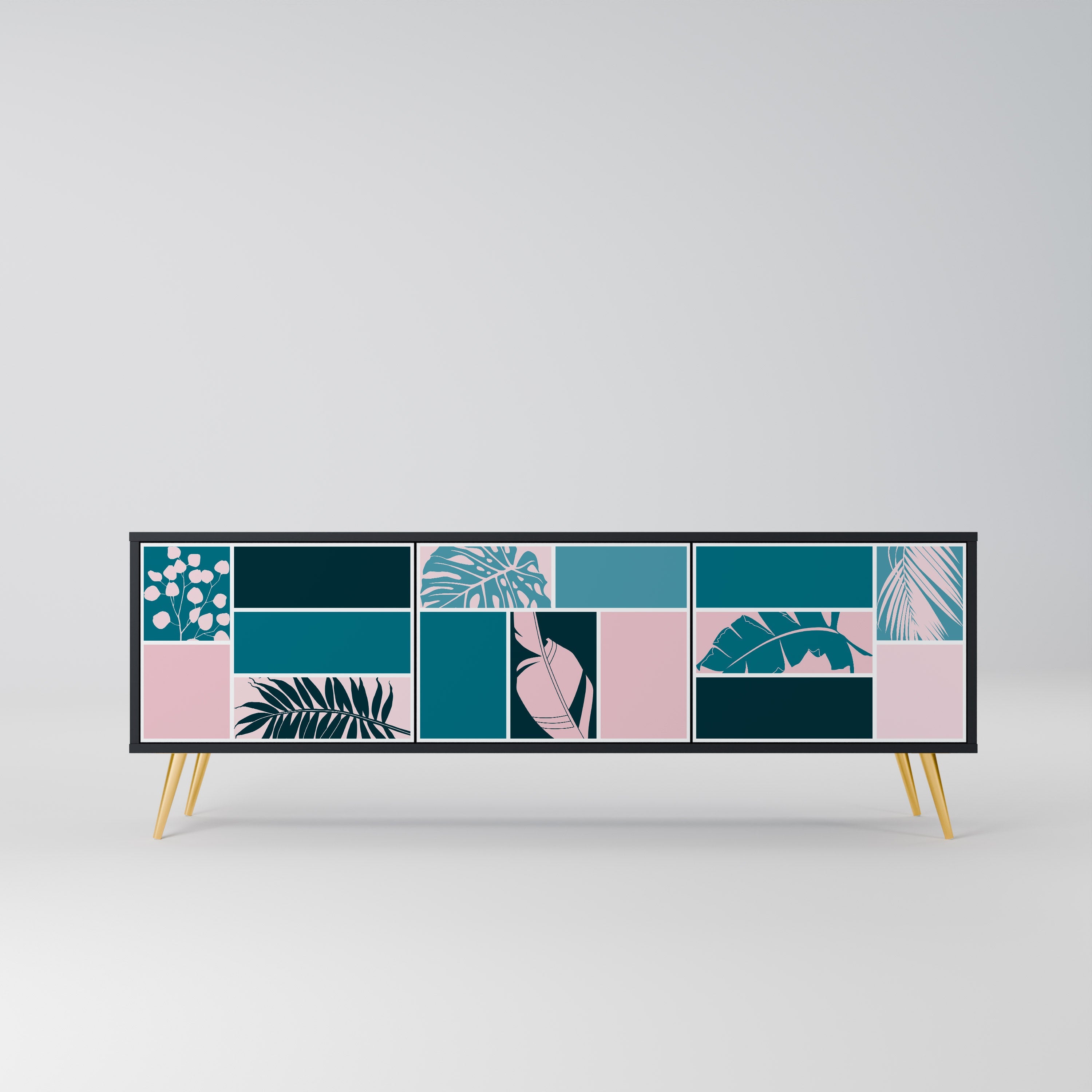 COMBINATION OF SHAPES Móvel de TV com 3 Portas em Acabamento Preto