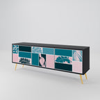 COMBINATION OF SHAPES 3-Door TV Stand in Black Finish