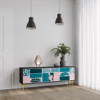 COMBINATION OF SHAPES 3-Door TV Stand in Black Finish