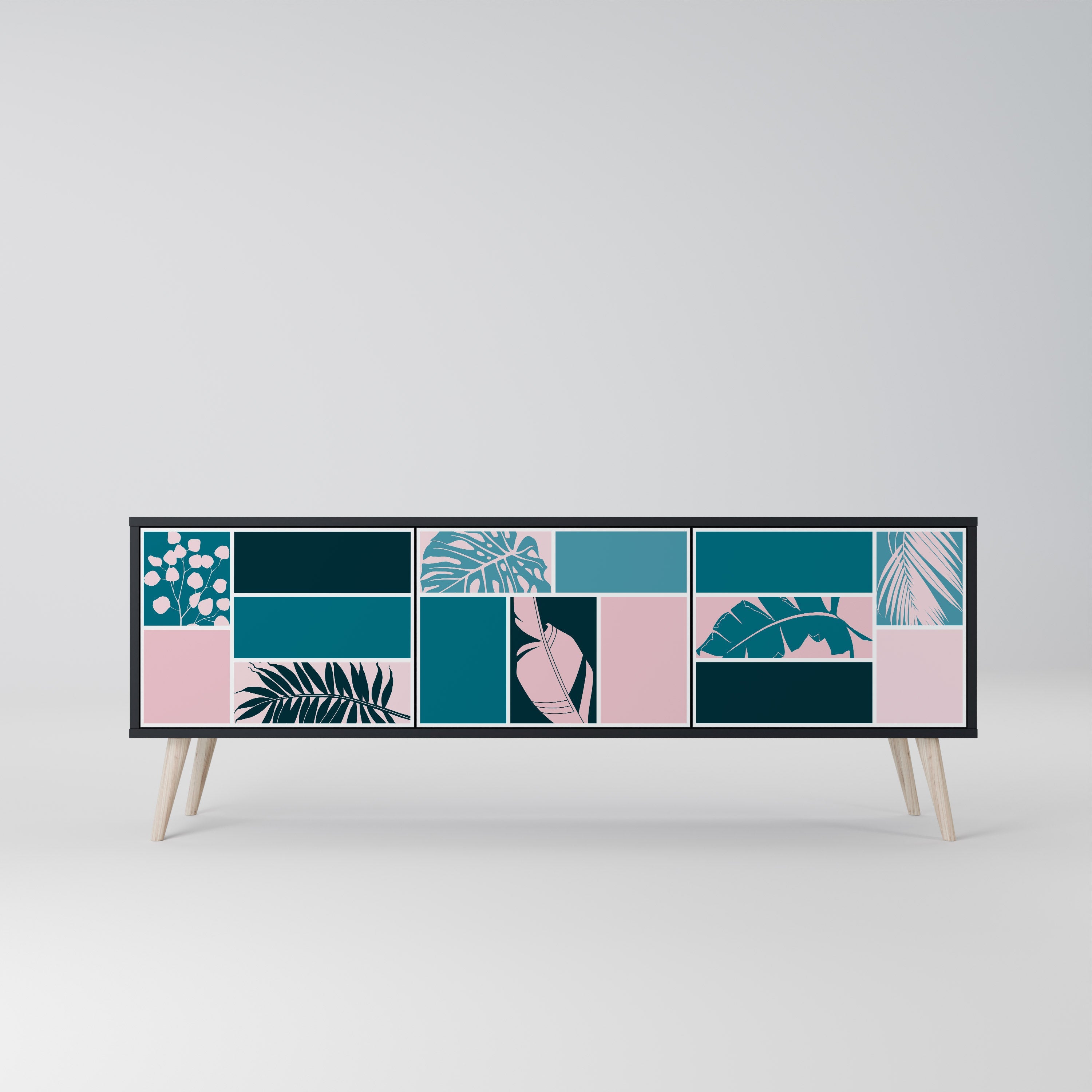 COMBINATION OF SHAPES Móvel de TV com 3 Portas em Acabamento Preto