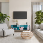 COMBINATION OF SHAPES 3-Door TV Stand in Black Finish