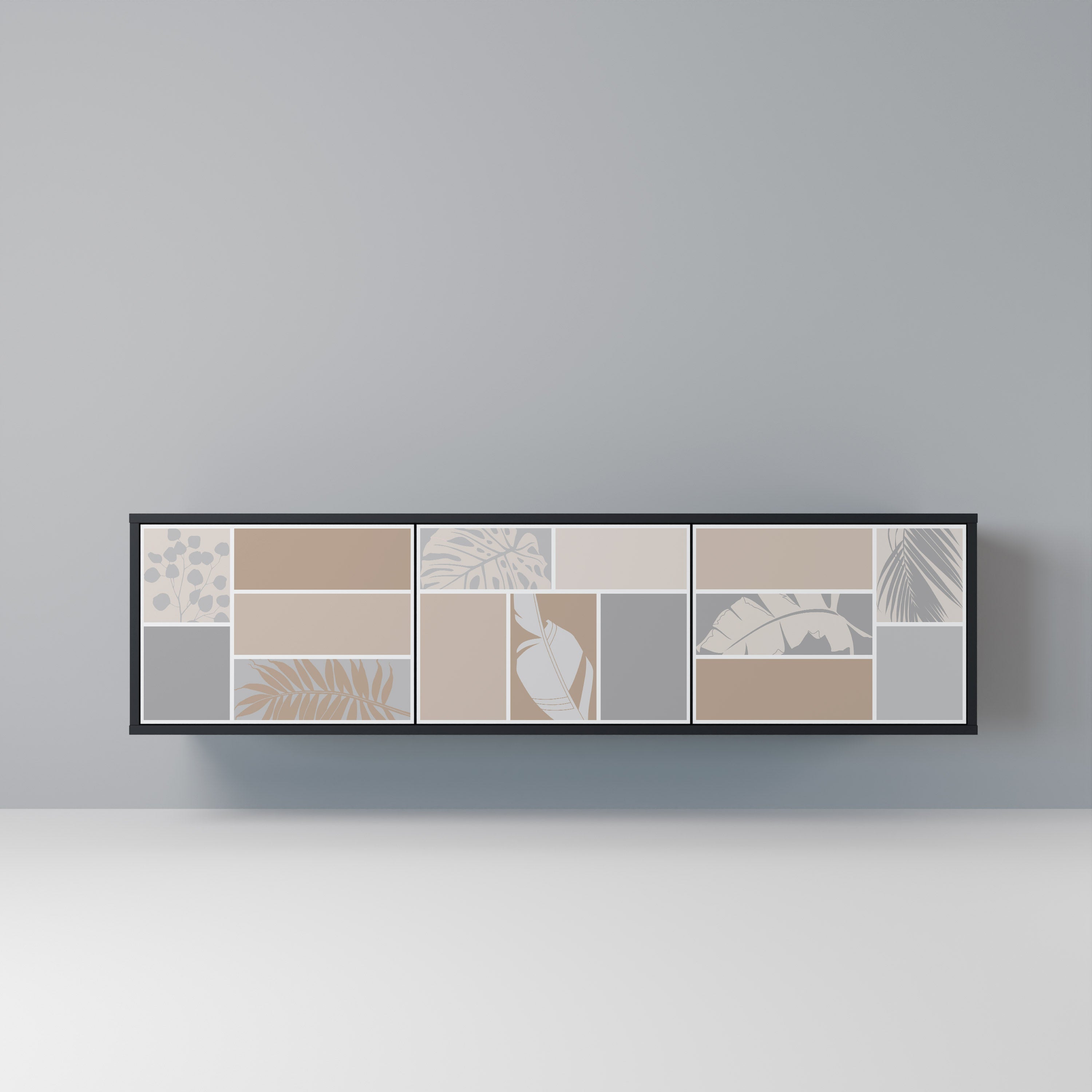 TROPICAL SHAPES Móvel de TV com 3 Portas em Acabamento Preto