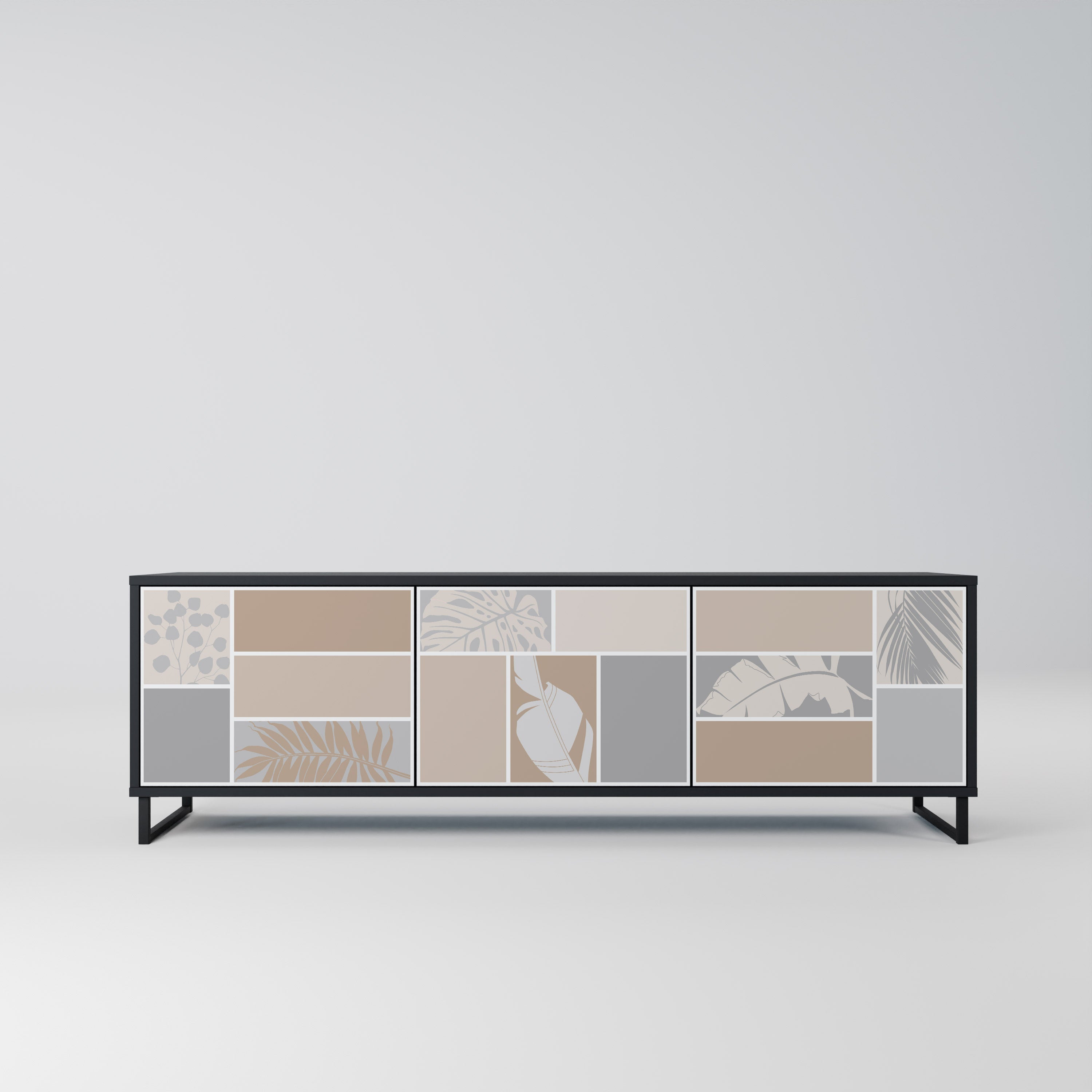 TROPICAL SHAPES Móvel de TV com 3 Portas em Acabamento Preto