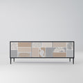 TROPICAL SHAPES 3-Door TV Stand in Black Finish