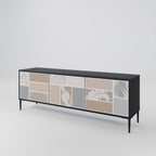 TROPICAL SHAPES 3-Door TV Stand in Black Finish