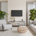 TROPICAL SHAPES 3-Door TV Stand in Black Finish