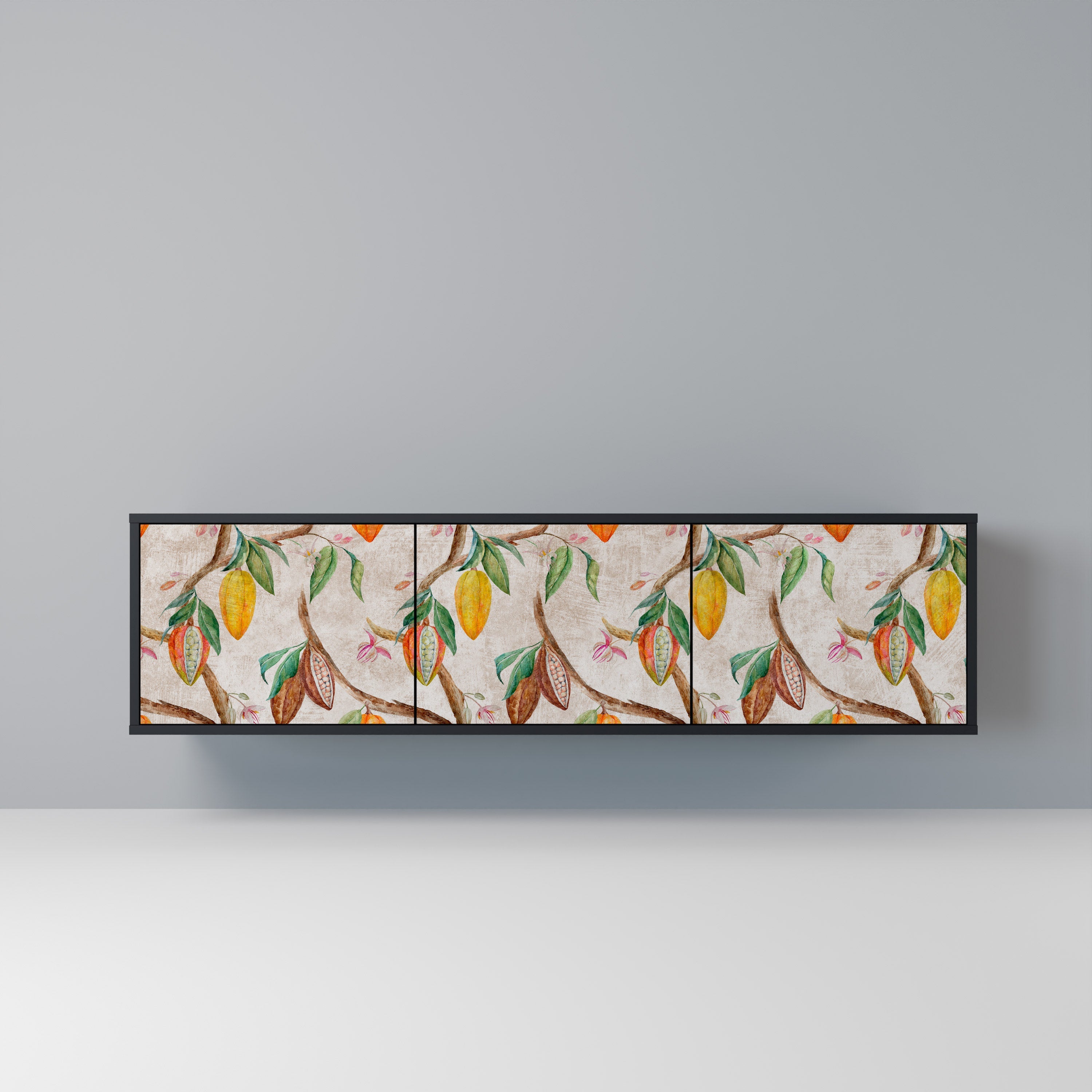 COCOA FRUITS Móvel de TV com 3 Portas em Acabamento Preto