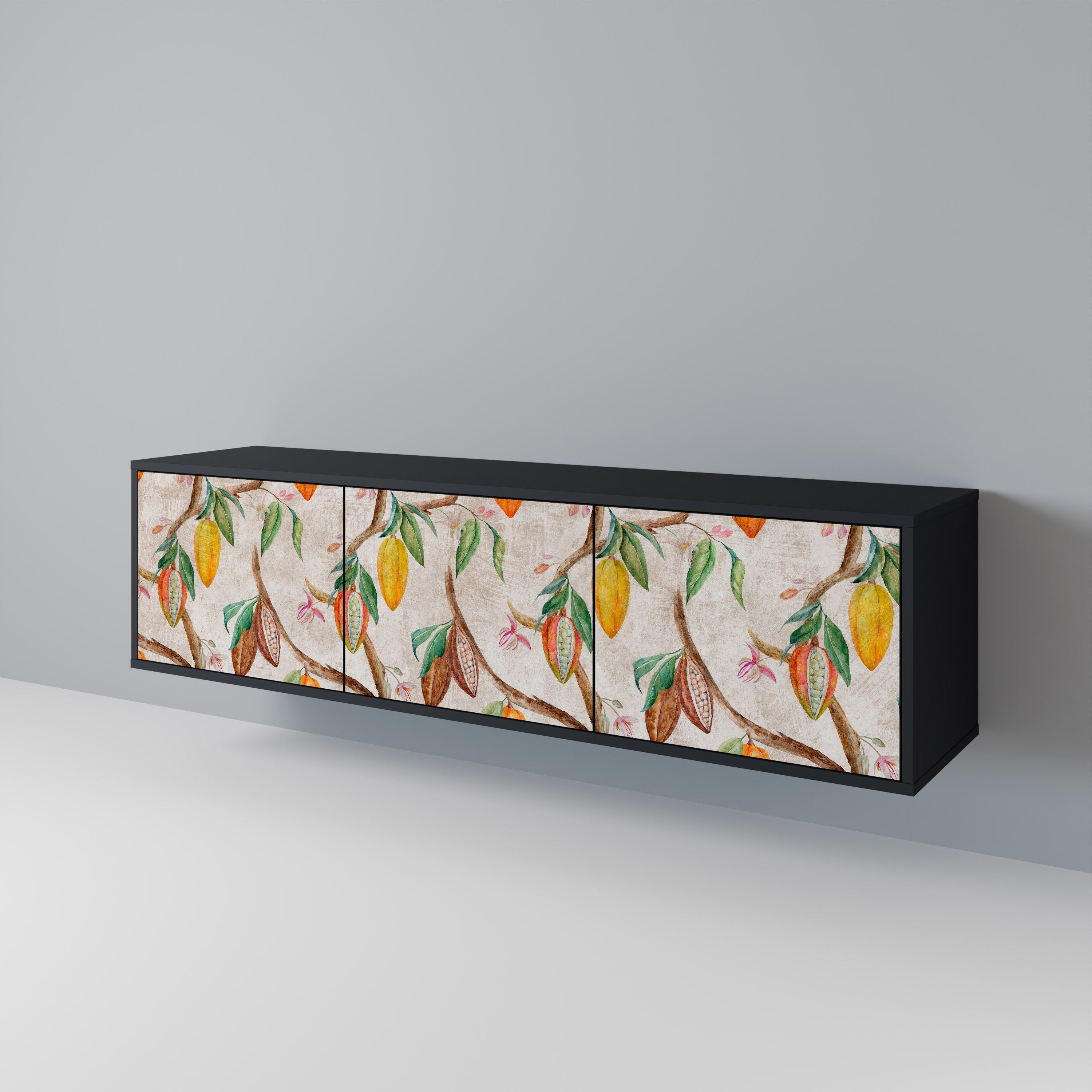 COCOA FRUITS 3-Door TV Stand in Black Finish