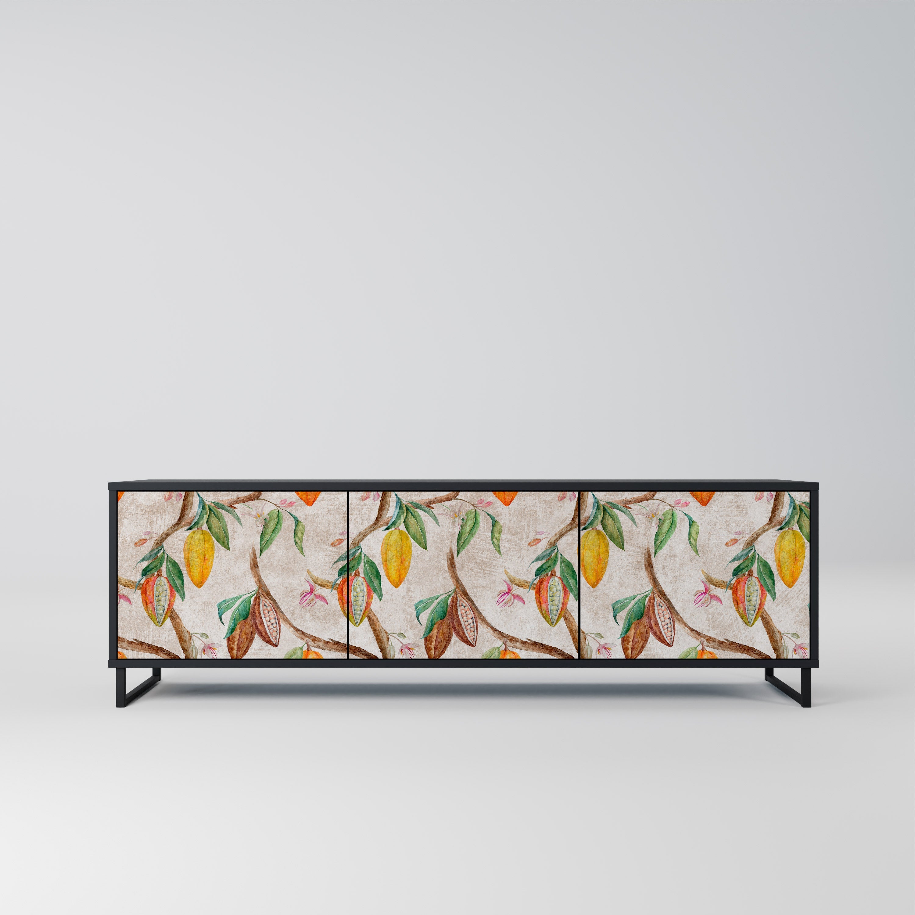 COCOA FRUITS Móvel de TV com 3 Portas em Acabamento Preto