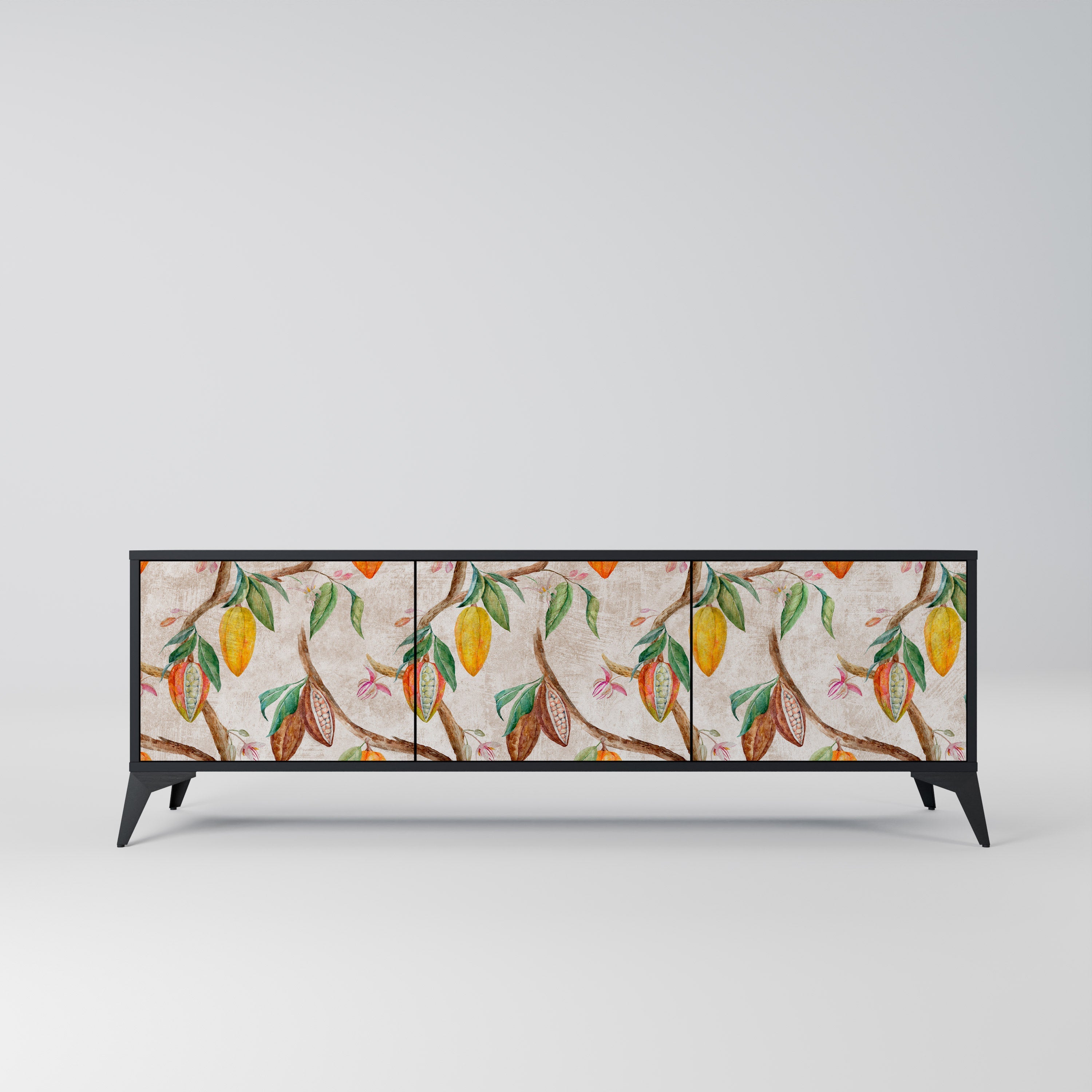 COCOA FRUITS Móvel de TV com 3 Portas em Acabamento Preto