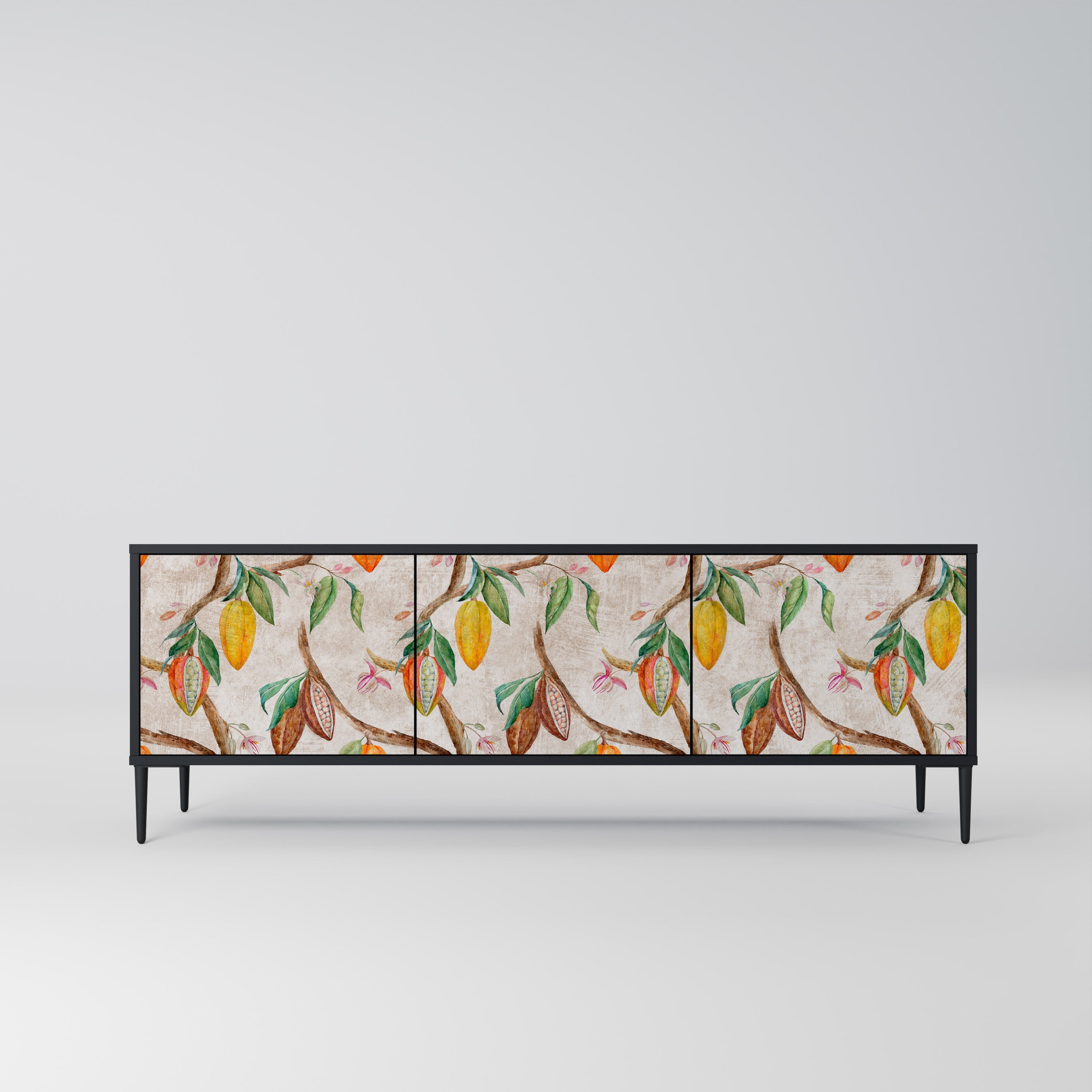 COCOA FRUITS Móvel de TV com 3 Portas em Acabamento Preto