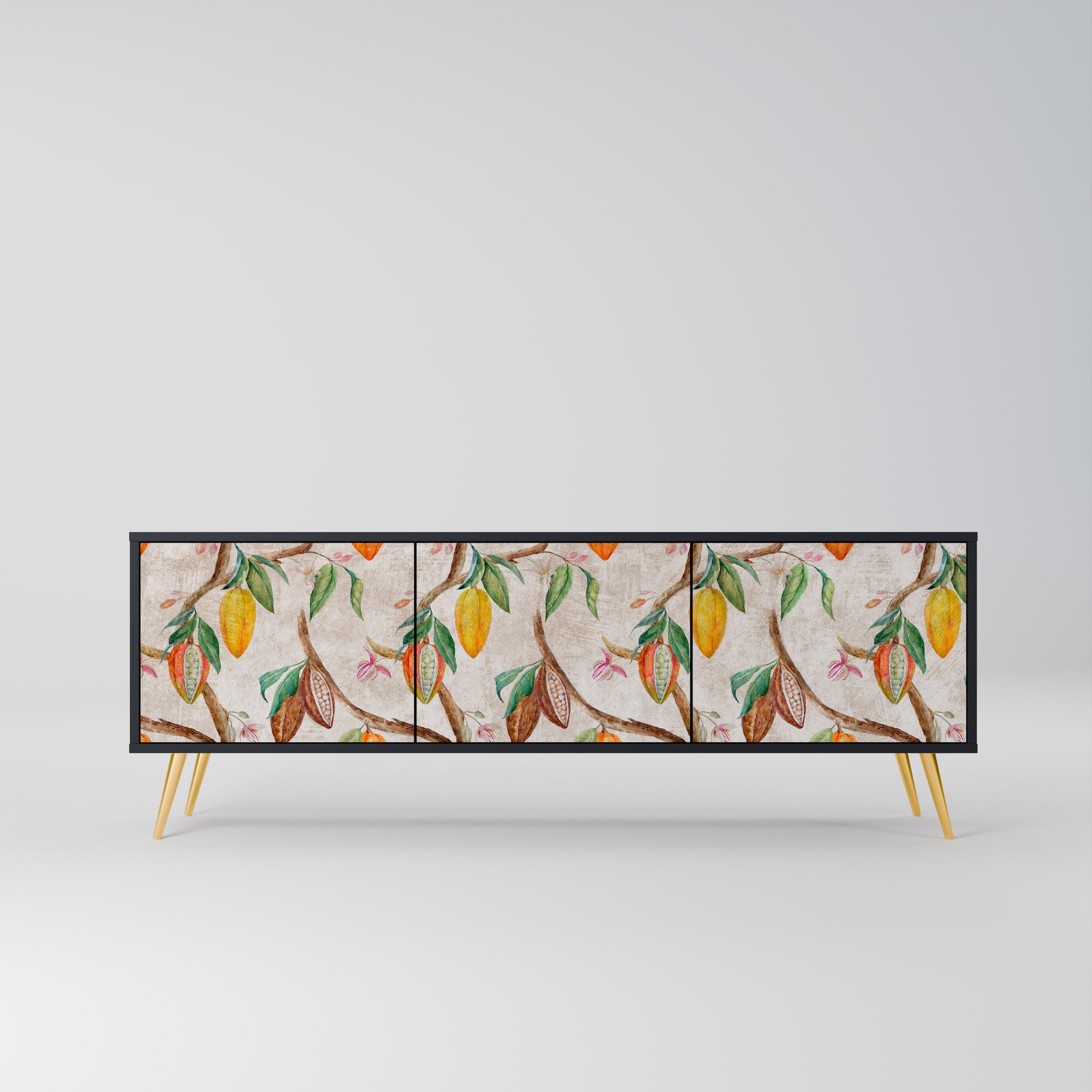 COCOA FRUITS Móvel de TV com 3 Portas em Acabamento Preto