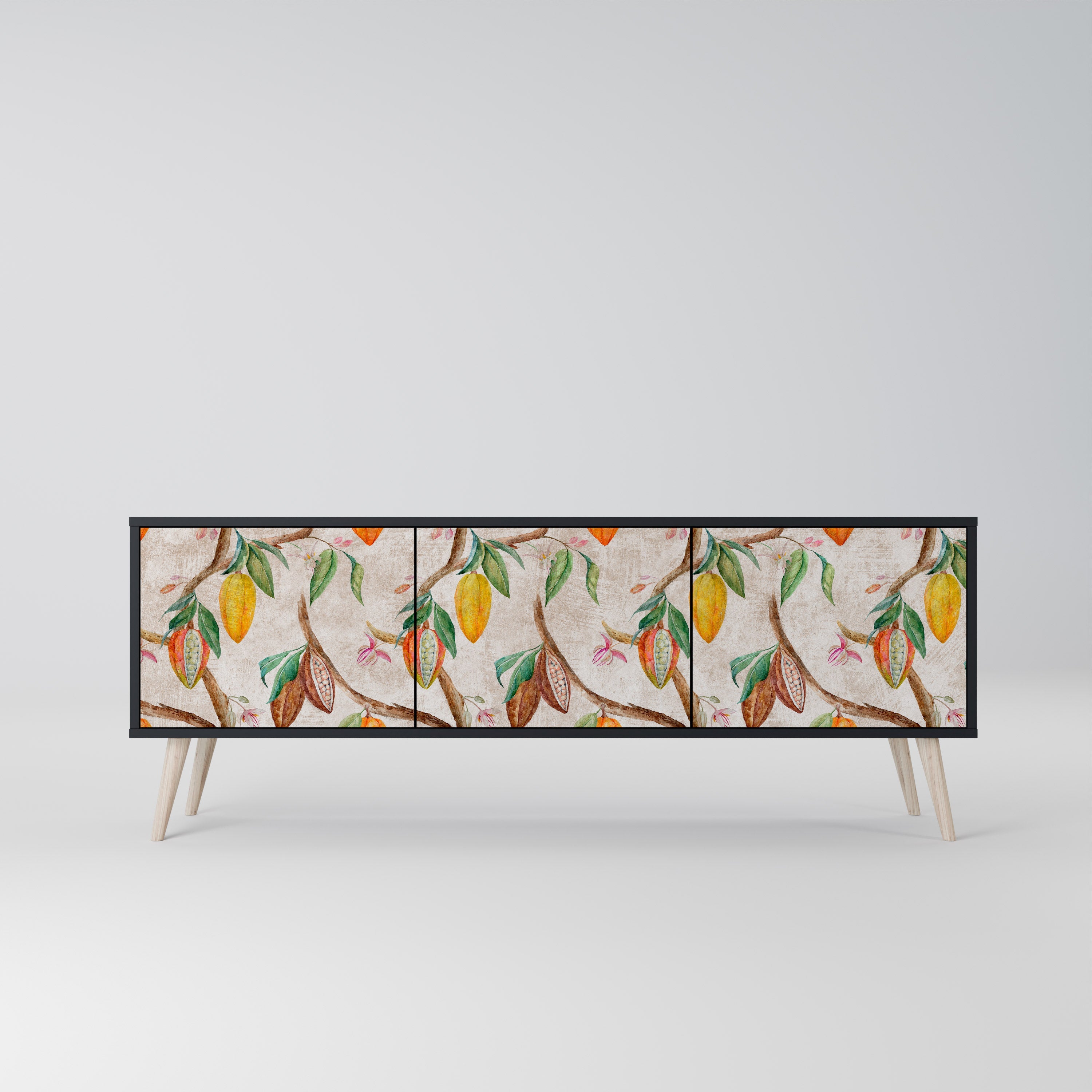 COCOA FRUITS Móvel de TV com 3 Portas em Acabamento Preto