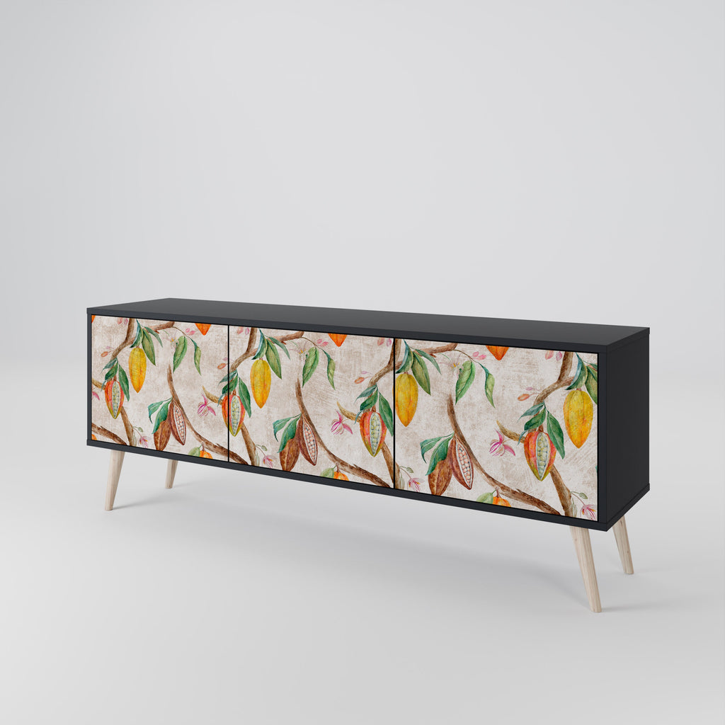 COCOA FRUITS 3-Door TV Stand in Black Finish