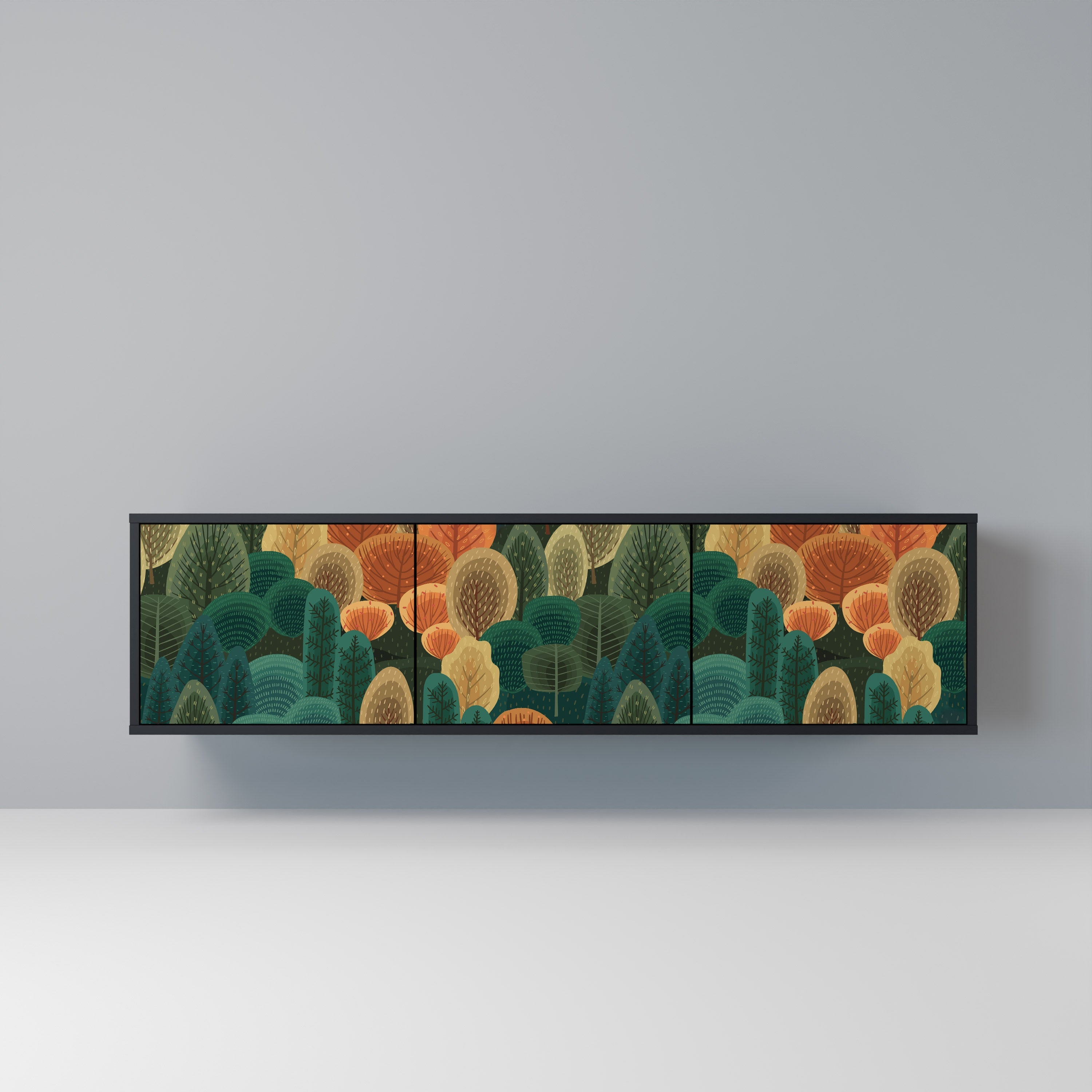 AUTUMN KALEIDOSCOPE Móvel de TV com 3 Portas em Acabamento Preto