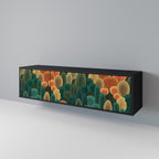 AUTUMN KALEIDOSCOPE 3-Door TV Stand in Black Finish