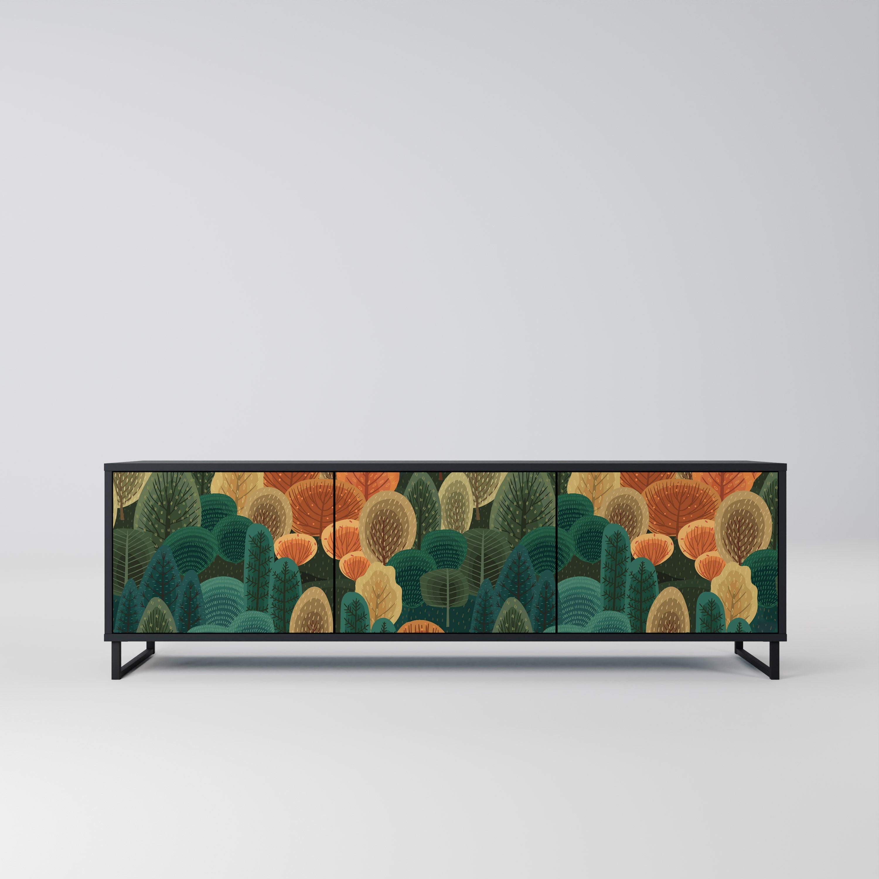 AUTUMN KALEIDOSCOPE Móvel de TV com 3 Portas em Acabamento Preto