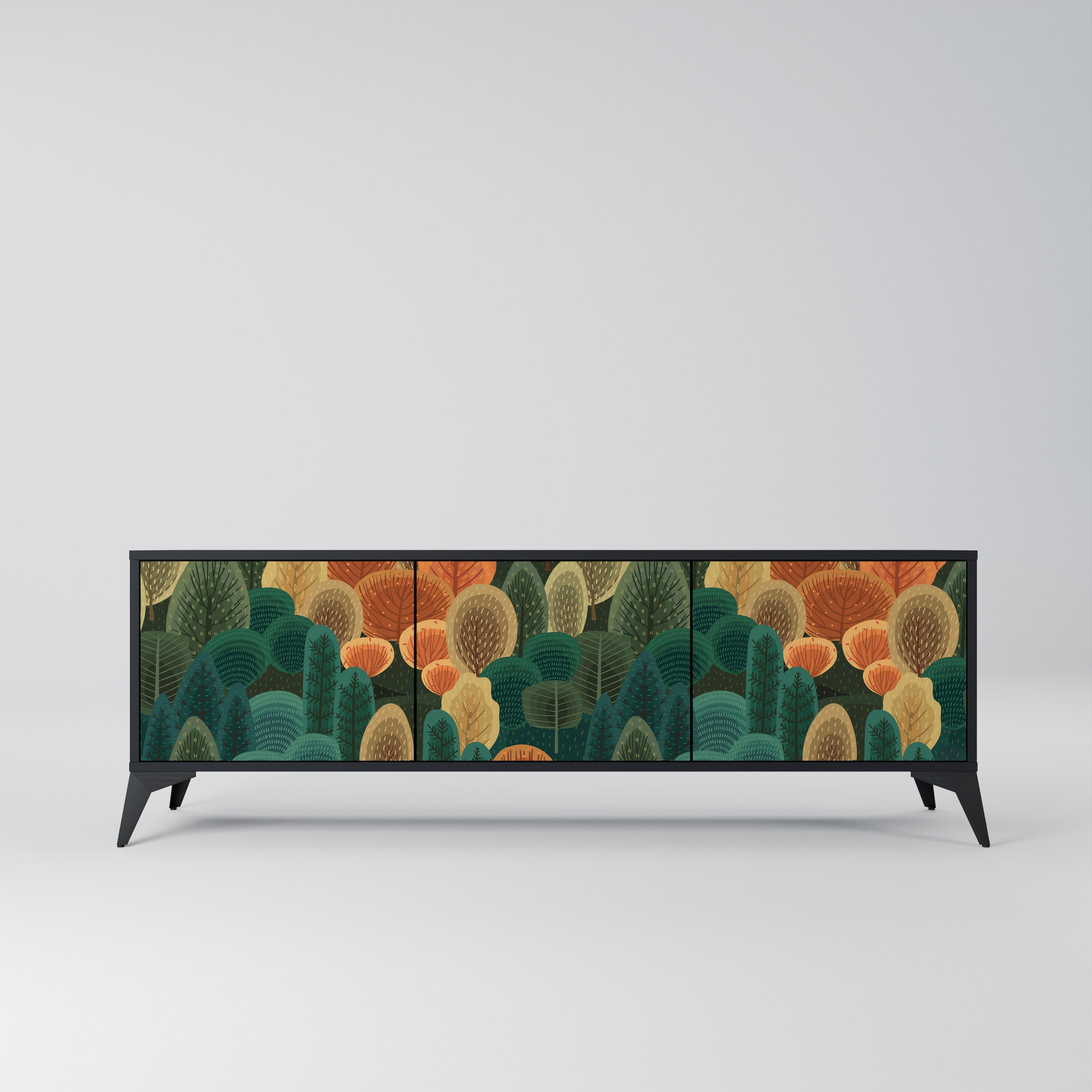 AUTUMN KALEIDOSCOPE Móvel de TV com 3 Portas em Acabamento Preto