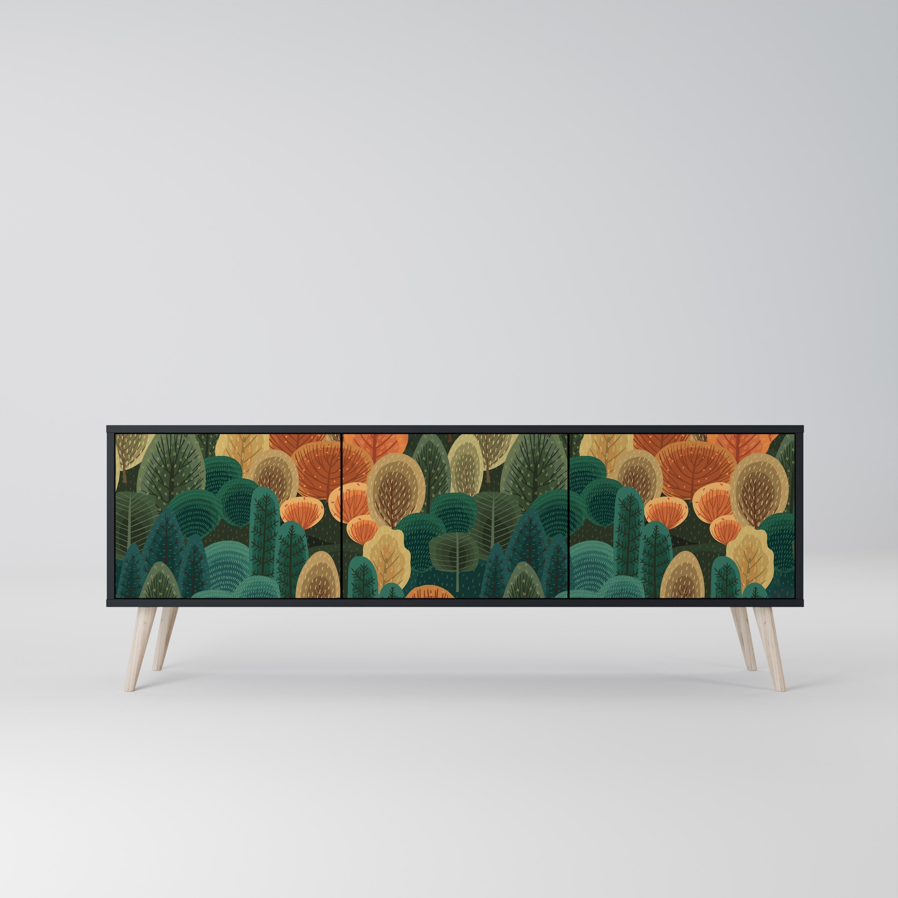 AUTUMN KALEIDOSCOPE Móvel de TV com 3 Portas em Acabamento Preto