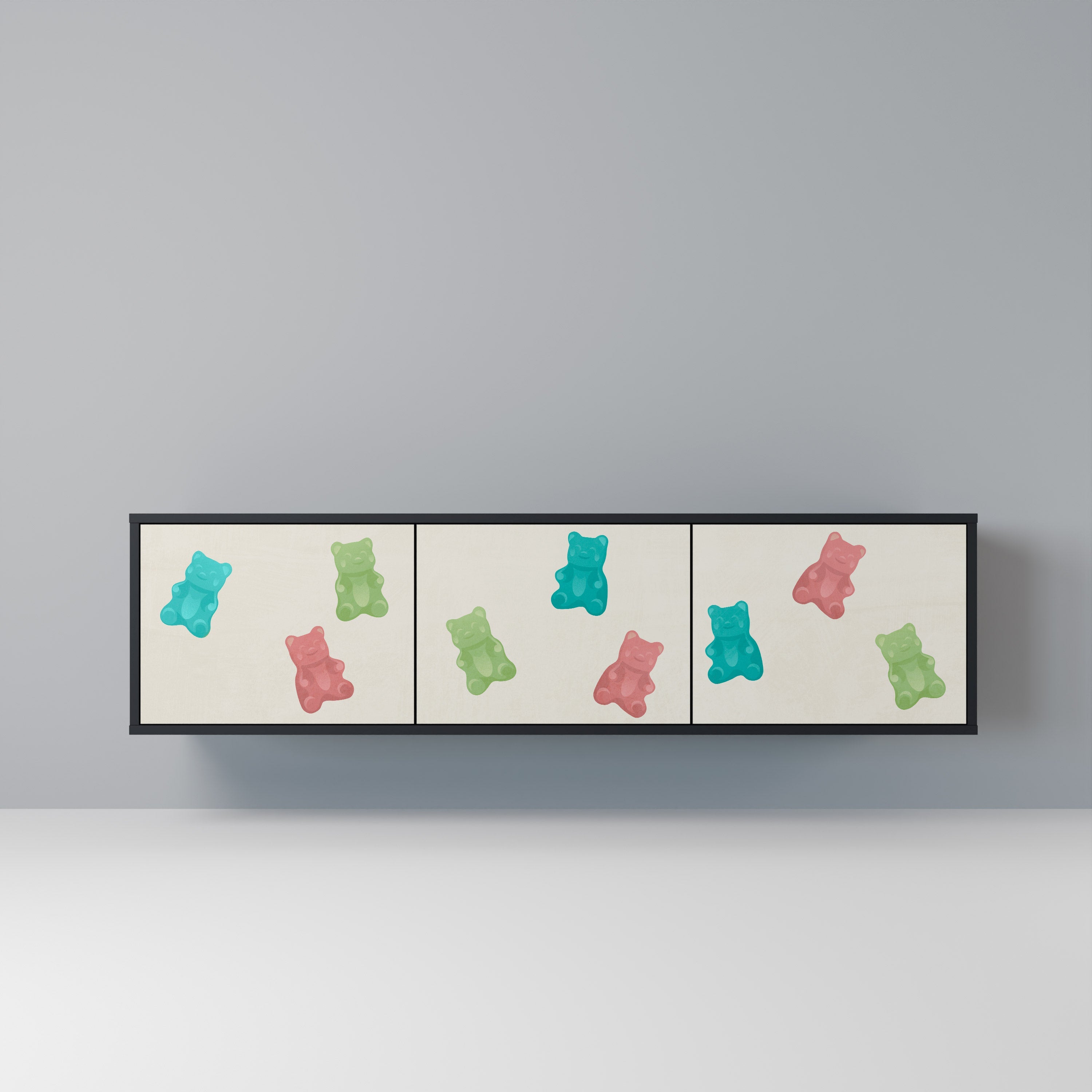 GUMMY BEARS Móvel de TV com 3 Portas em Acabamento Preto