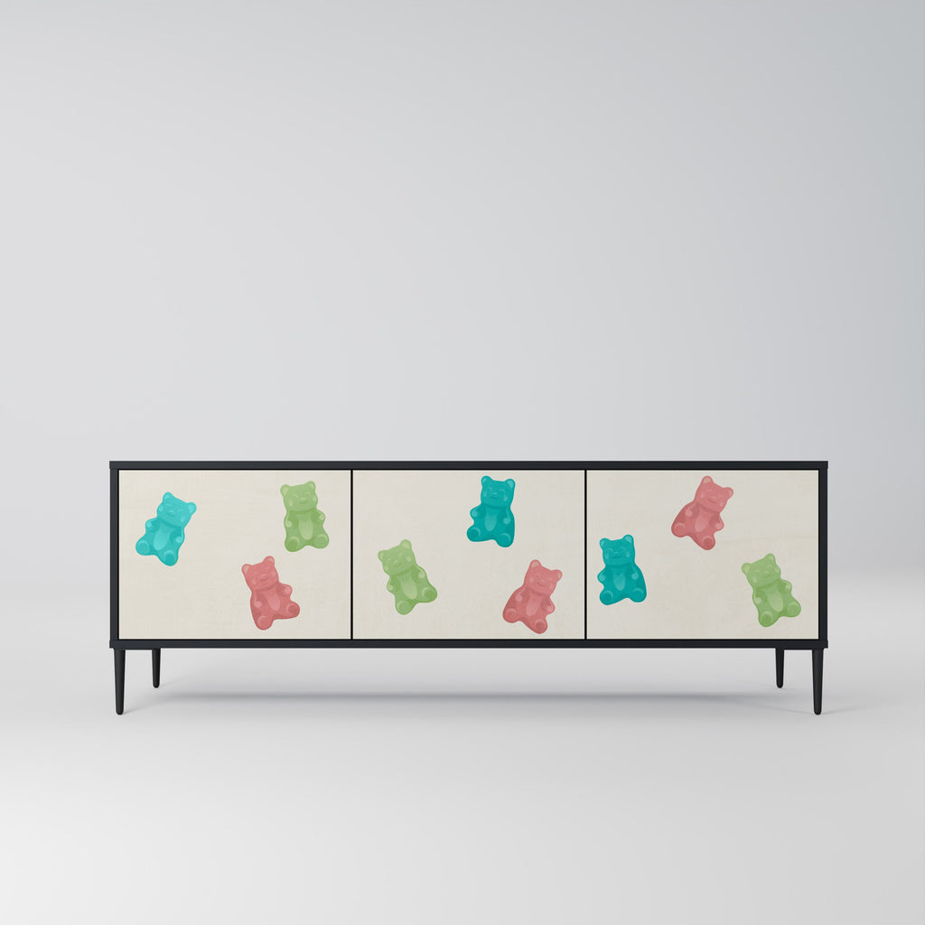 GUMMY BEARS Móvel de TV com 3 Portas em Acabamento Preto