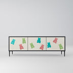 GUMMY BEARS Móvel de TV com 3 Portas em Acabamento Preto