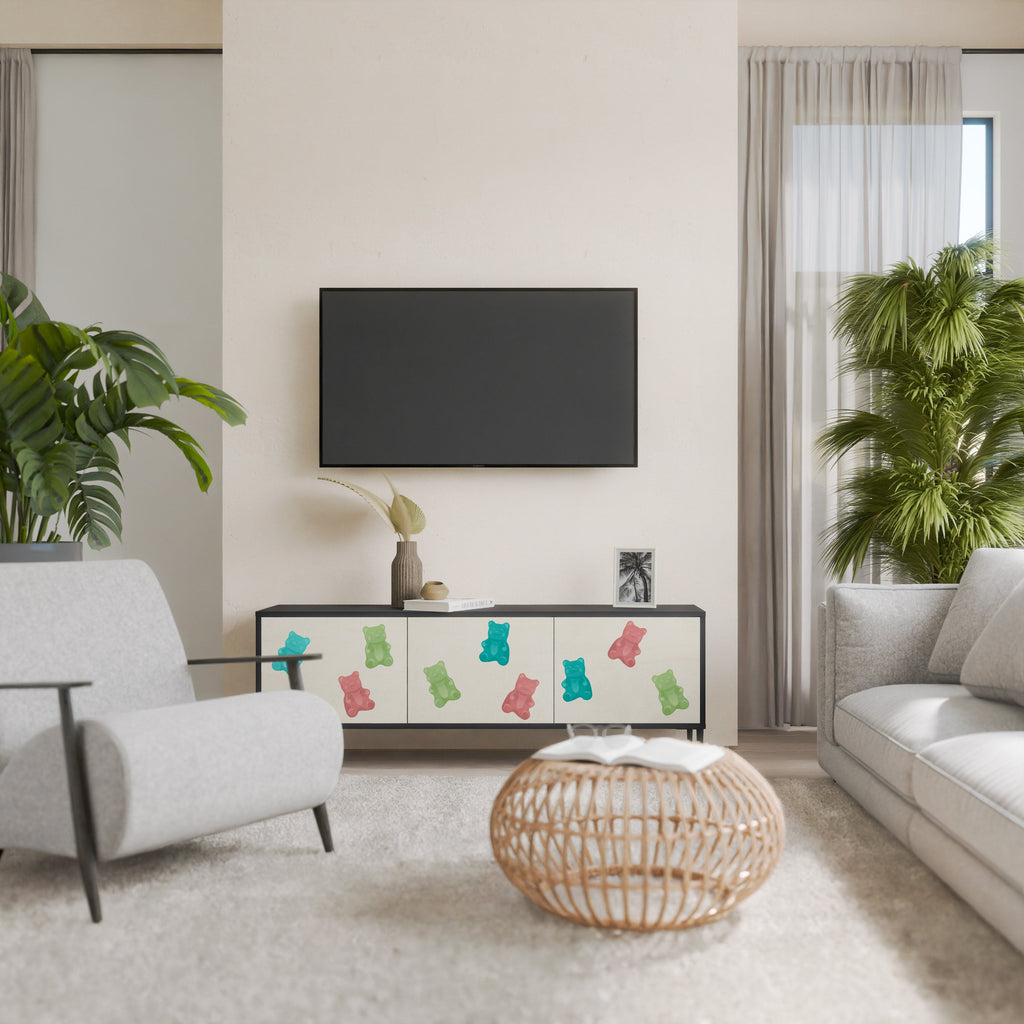 GUMMY BEARS Móvel de TV com 3 Portas em Acabamento Preto