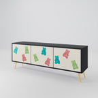 GUMMY BEARS Móvel de TV com 3 Portas em Acabamento Preto