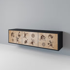 AFRICAN STYLE Móvel de TV com 3 Portas em Acabamento Preto