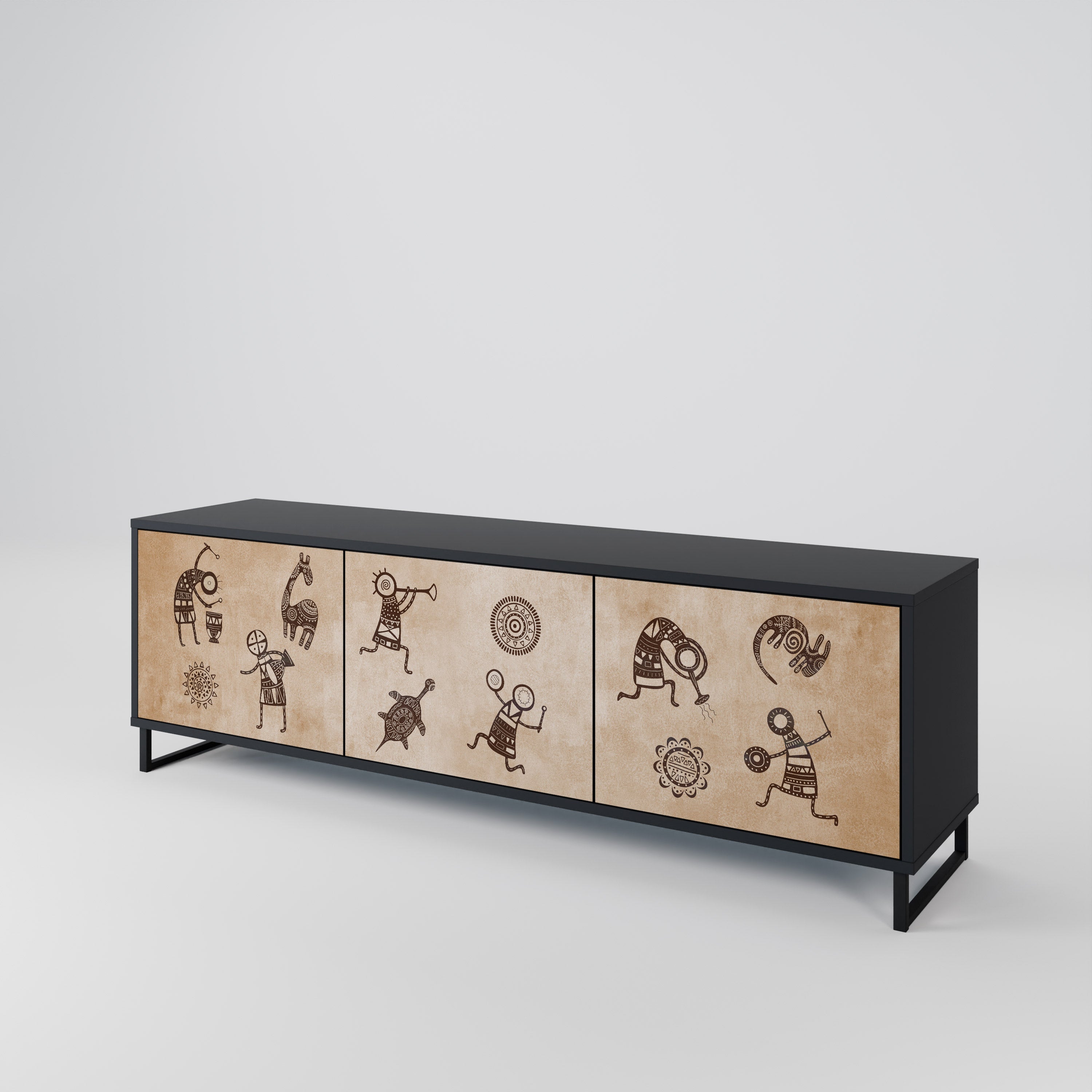 AFRICAN STYLE 3-Door TV Cabinet