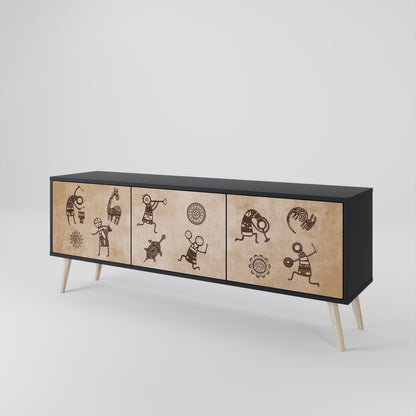 AFRICAN STYLE 3-Door TV Cabinet