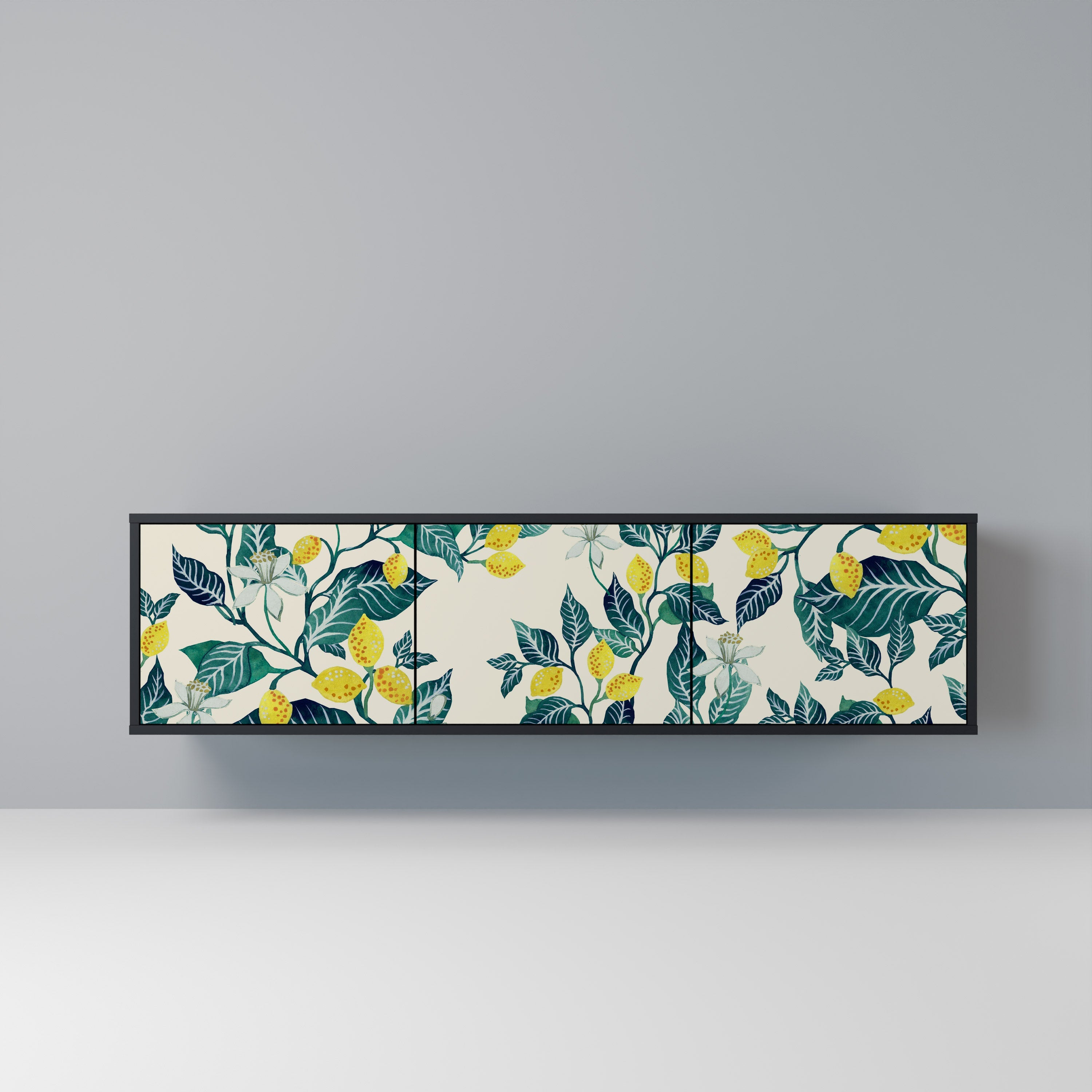 LEMON TREE Móvel de TV com 3 Portas em Acabamento Preto