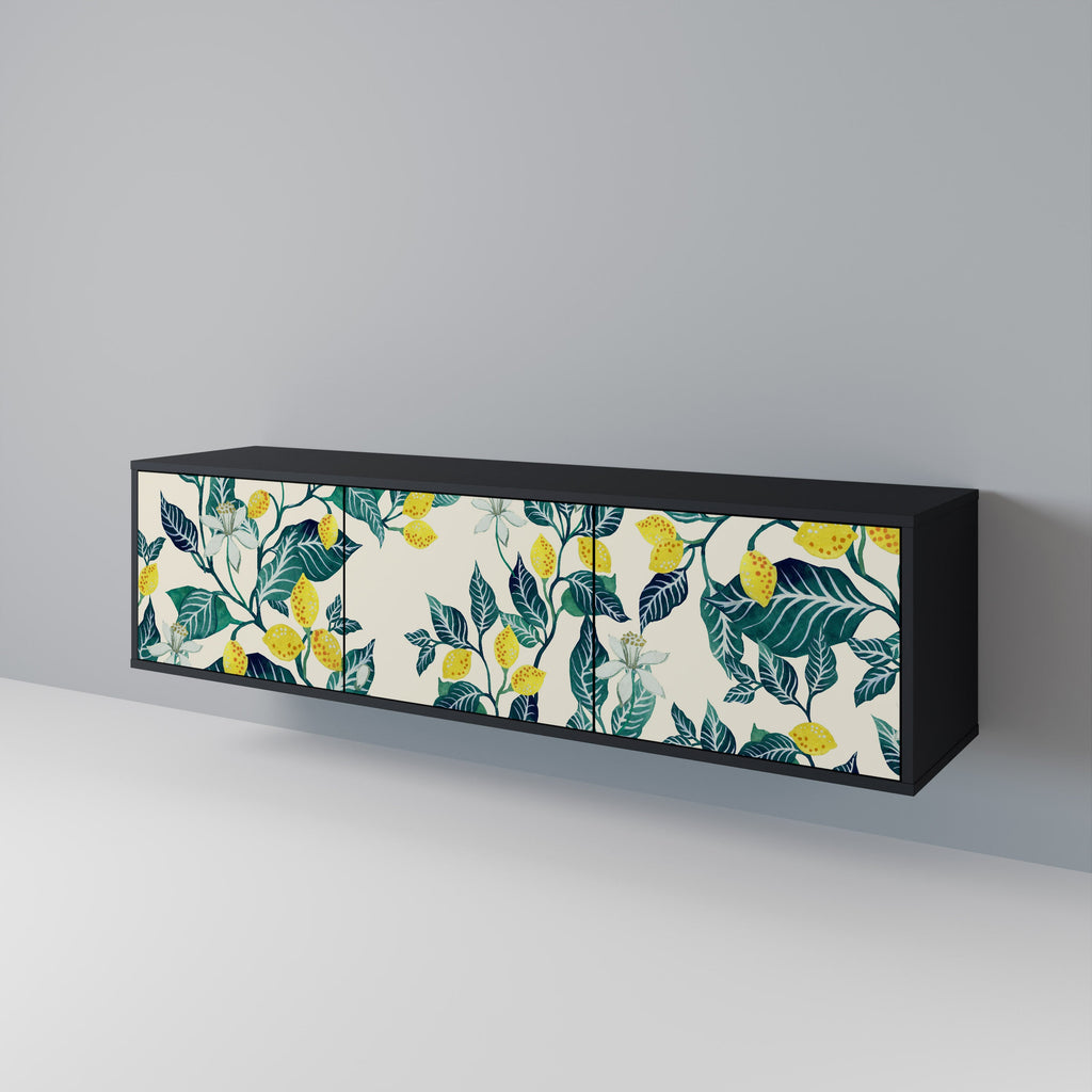 LEMON TREE Móvel de TV com 3 Portas em Acabamento Preto