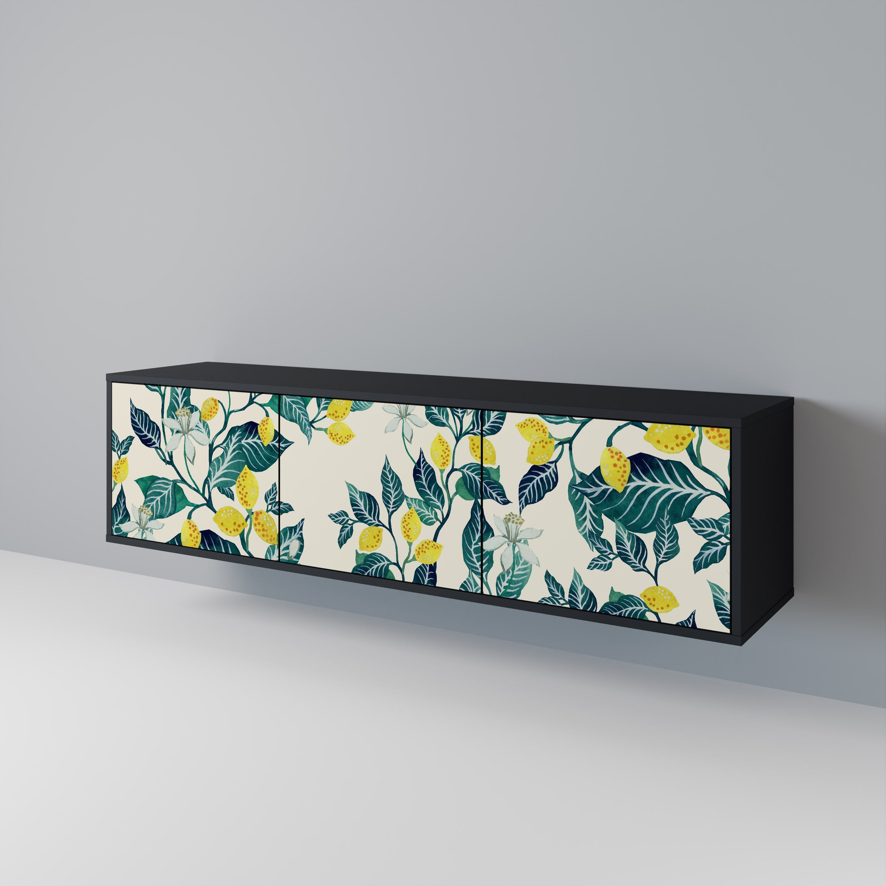 LEMON TREE Móvel de TV com 3 Portas em Acabamento Preto