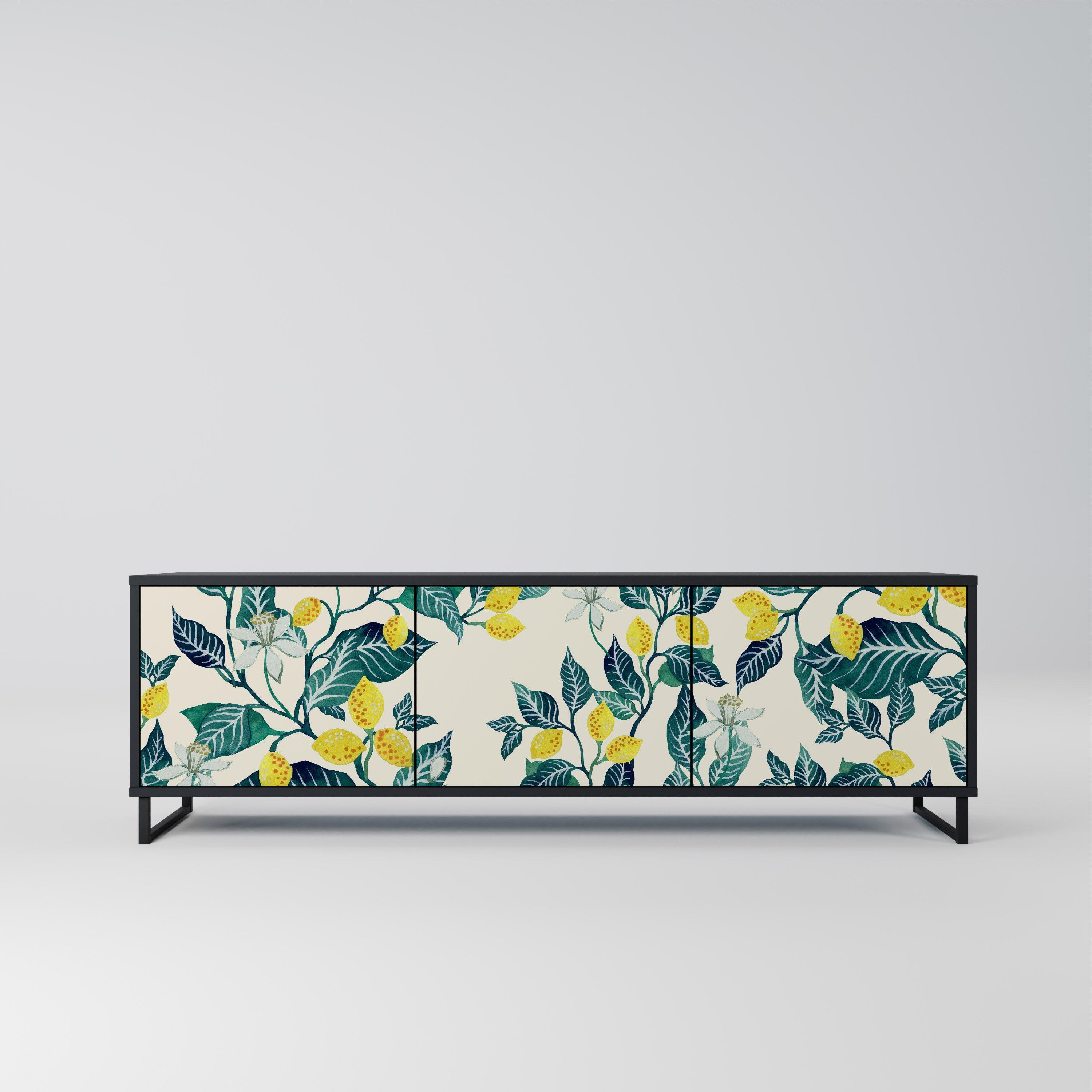 LEMON TREE Móvel de TV com 3 Portas em Acabamento Preto