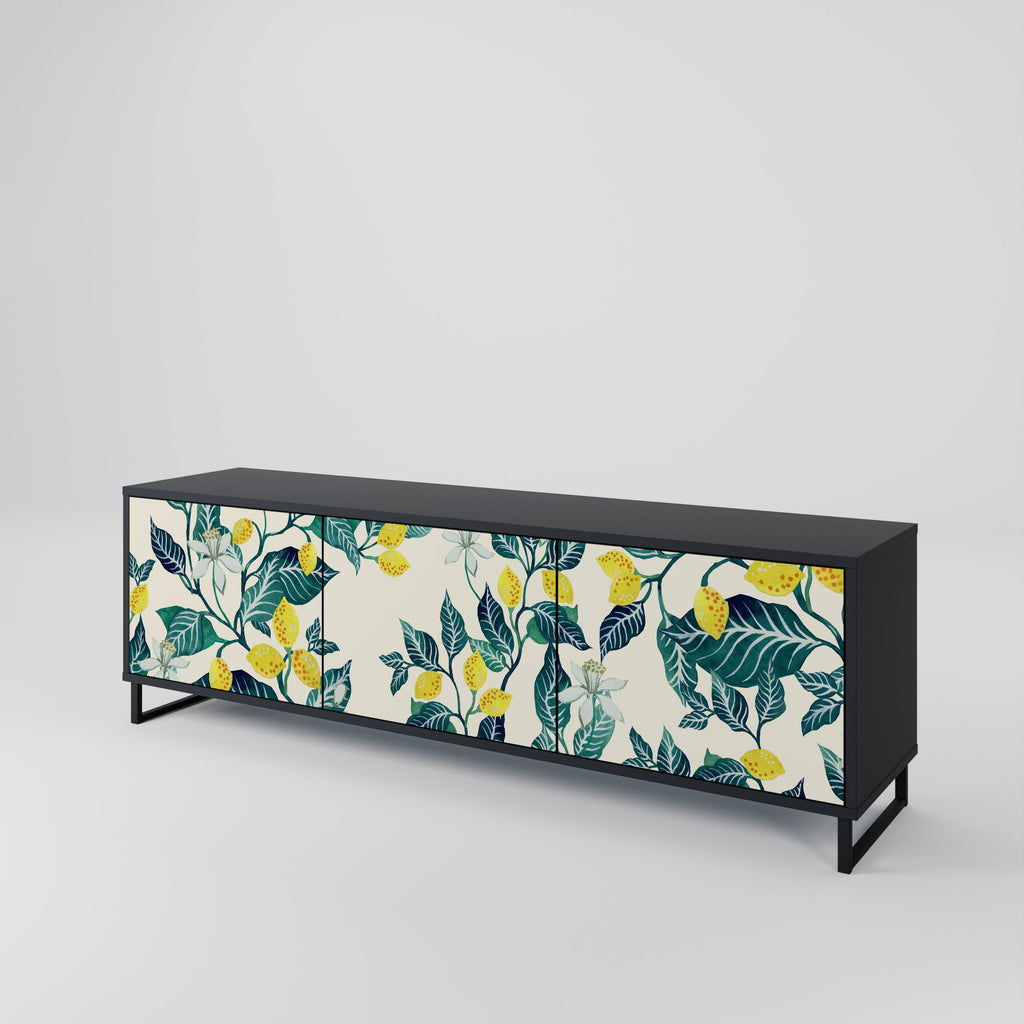 LEMON TREE Móvel de TV com 3 Portas em Acabamento Preto