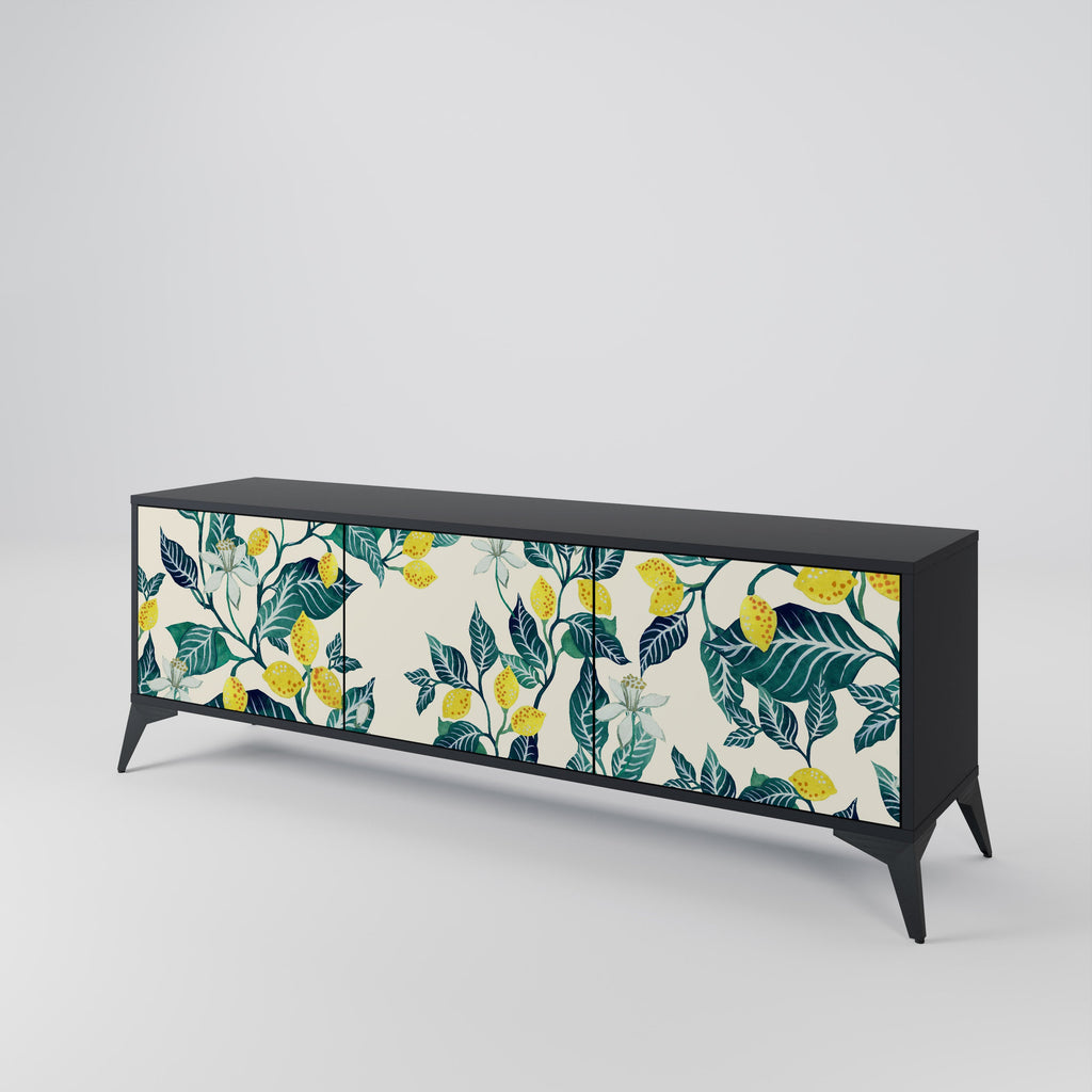 LEMON TREE Móvel de TV com 3 Portas em Acabamento Preto