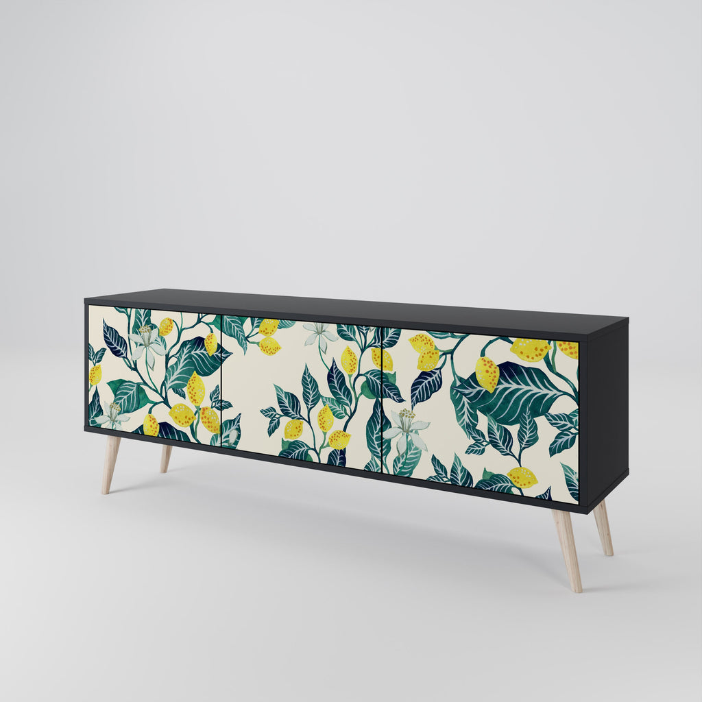 LEMON TREE Móvel de TV com 3 Portas em Acabamento Preto