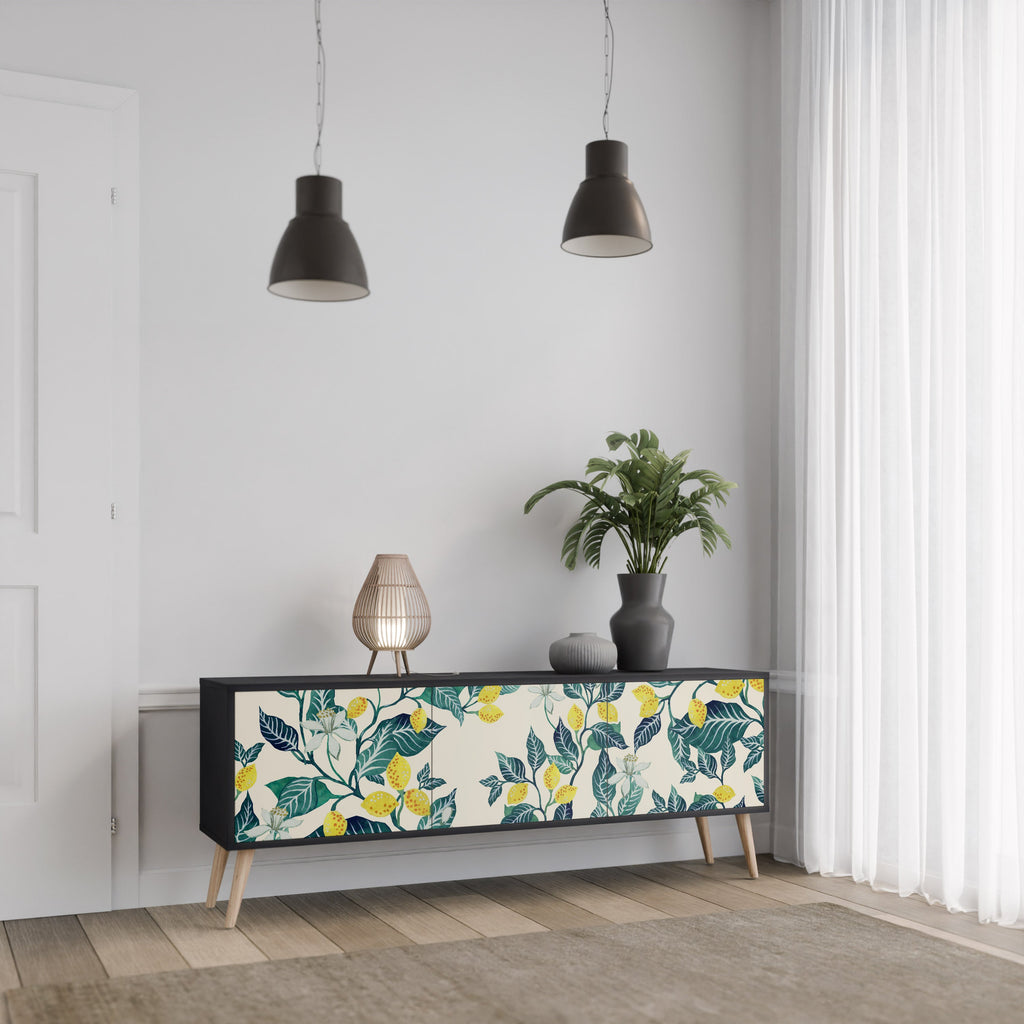 LEMON TREE Móvel de TV com 3 Portas em Acabamento Preto