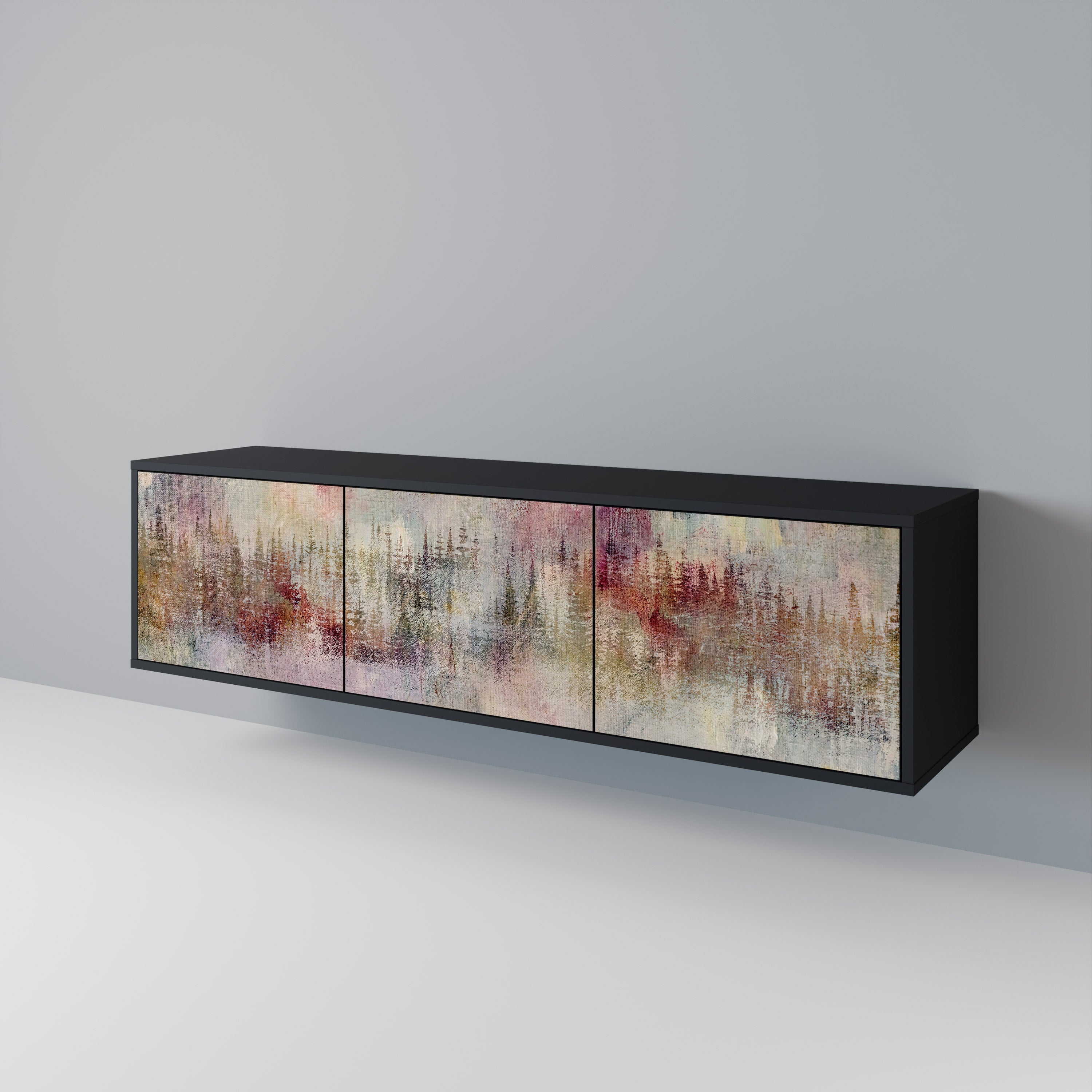 VEILED SUMMIT Móvel de TV com 3 Portas em Acabamento Preto