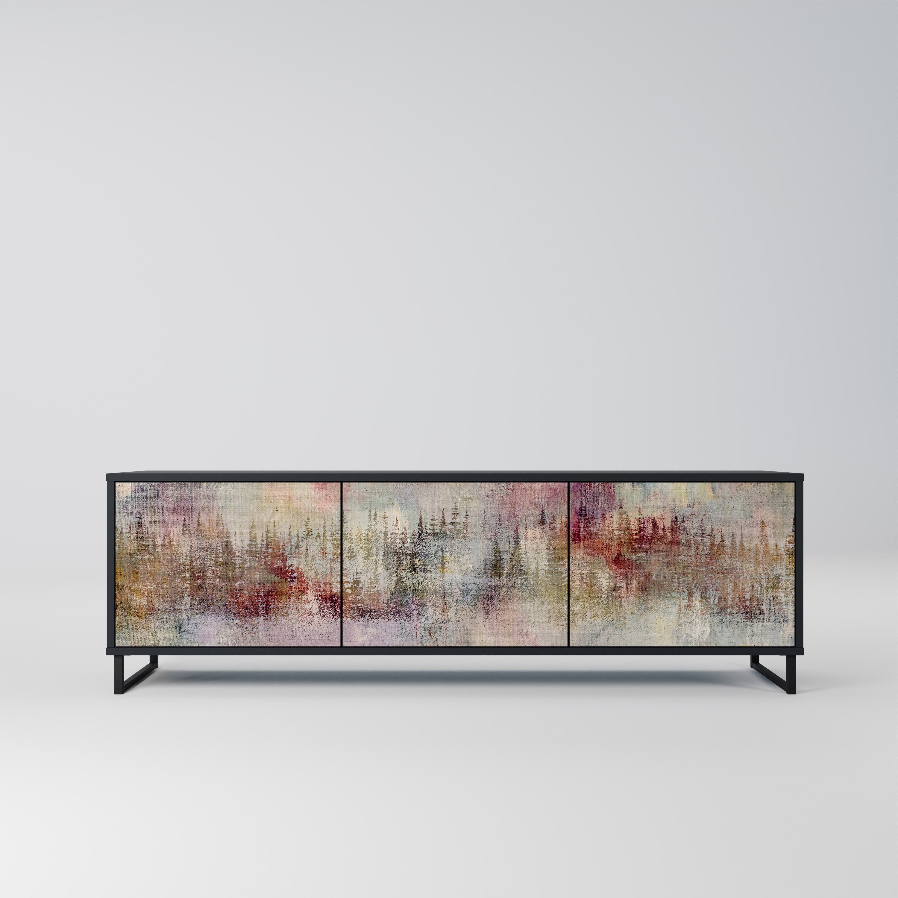 VEILED SUMMIT Móvel de TV com 3 Portas em Acabamento Preto