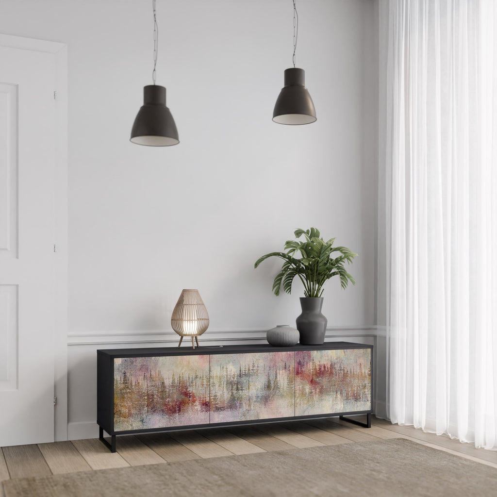 VEILED SUMMIT Móvel de TV com 3 Portas em Acabamento Preto