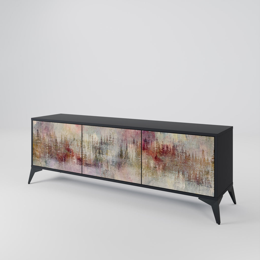 VEILED SUMMIT Móvel de TV com 3 Portas em Acabamento Preto