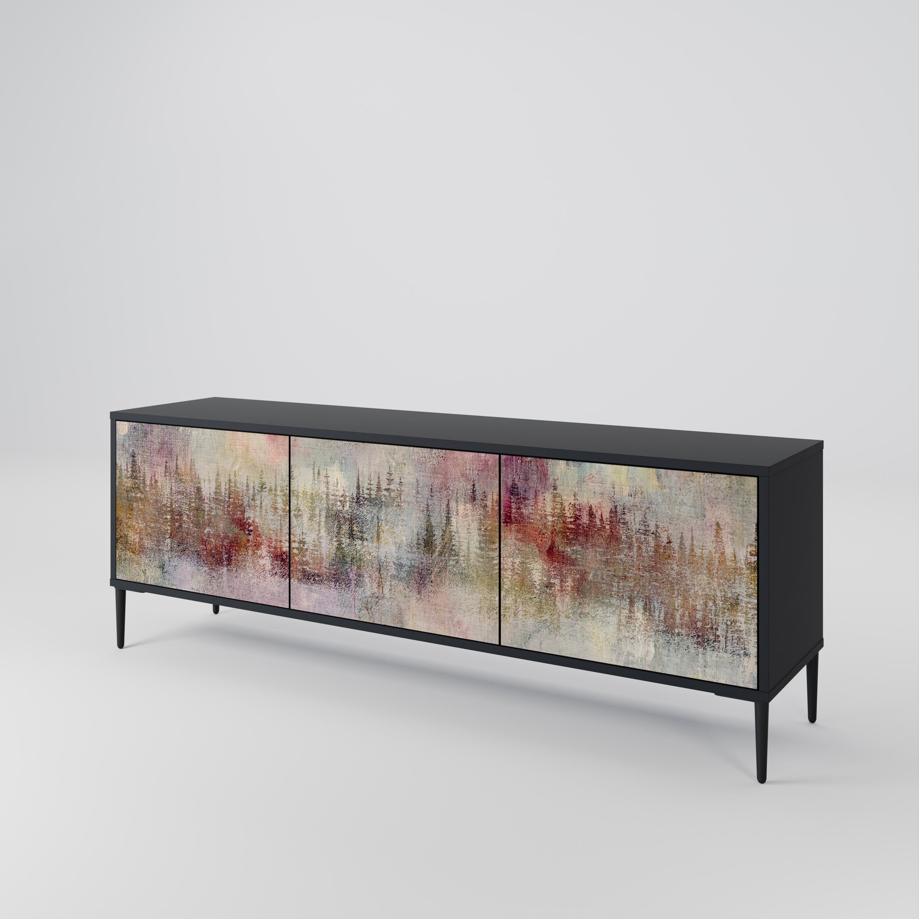 VEILED SUMMIT Móvel de TV com 3 Portas em Acabamento Preto