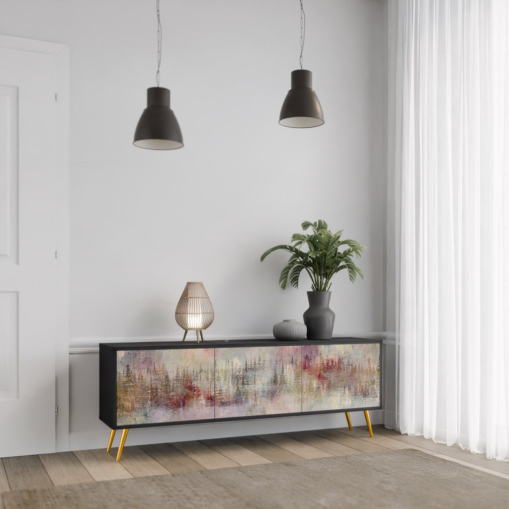 VEILED SUMMIT Móvel de TV com 3 Portas em Acabamento Preto