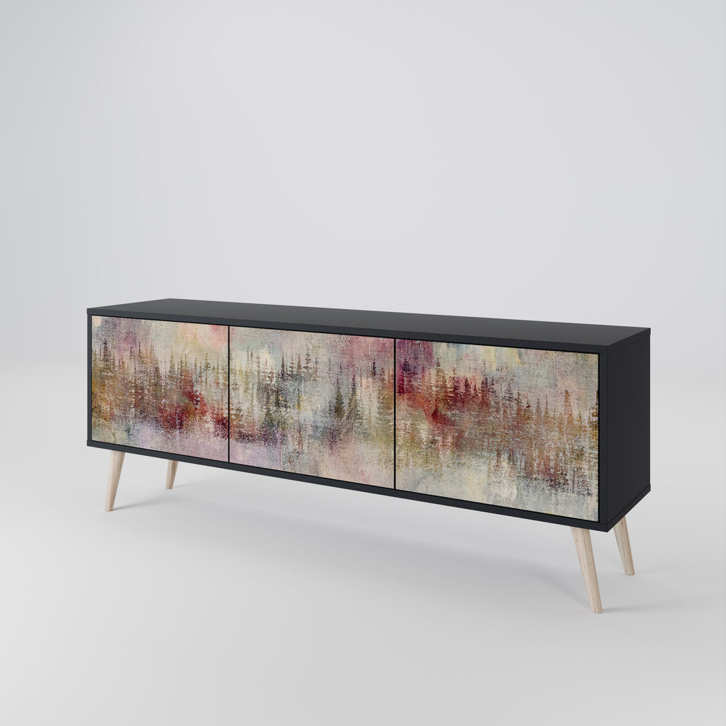 VEILED SUMMIT Móvel de TV com 3 Portas em Acabamento Preto